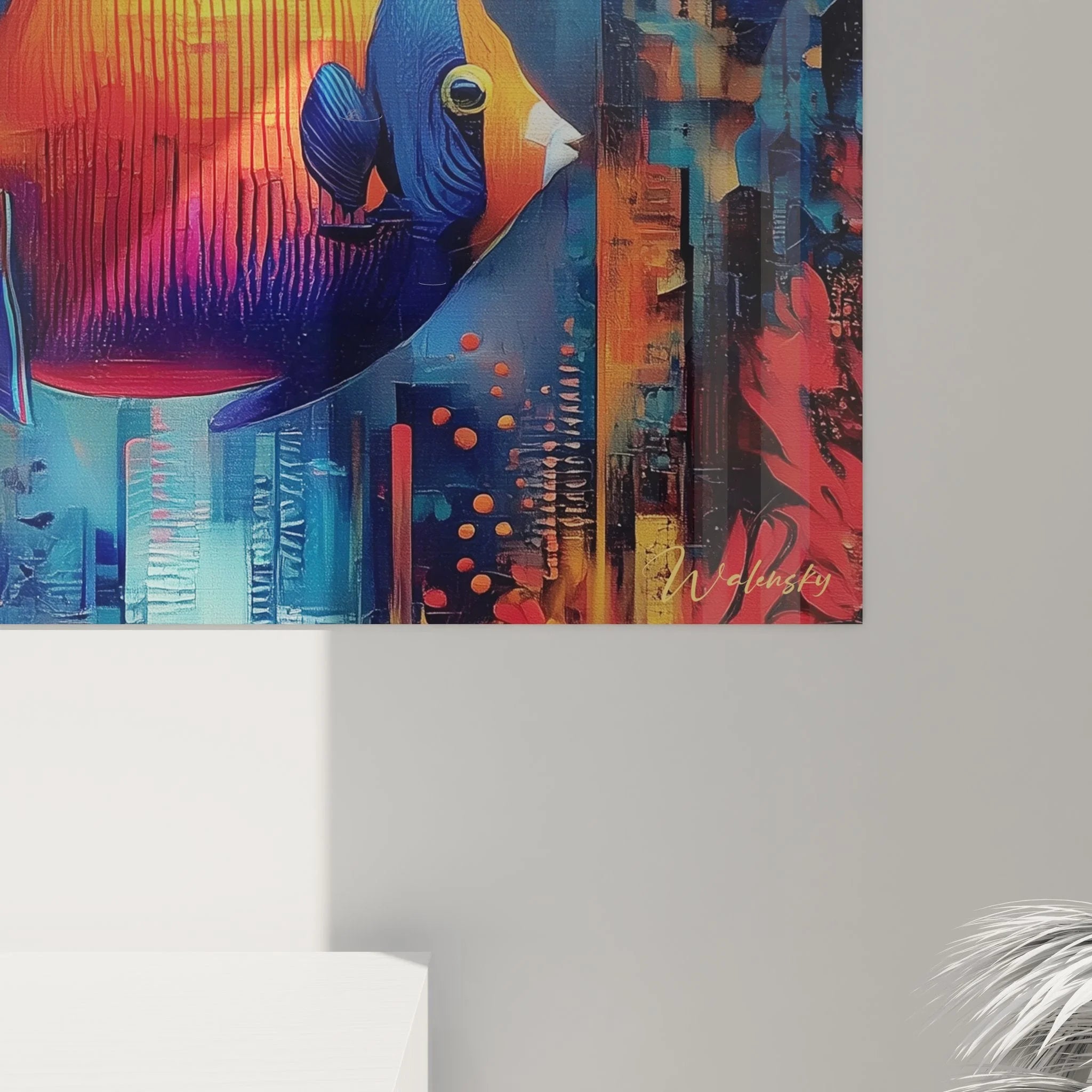 Gesamtansicht Wandbild tropische Fische - XXL Leinwandkunst Unterwasserwelt