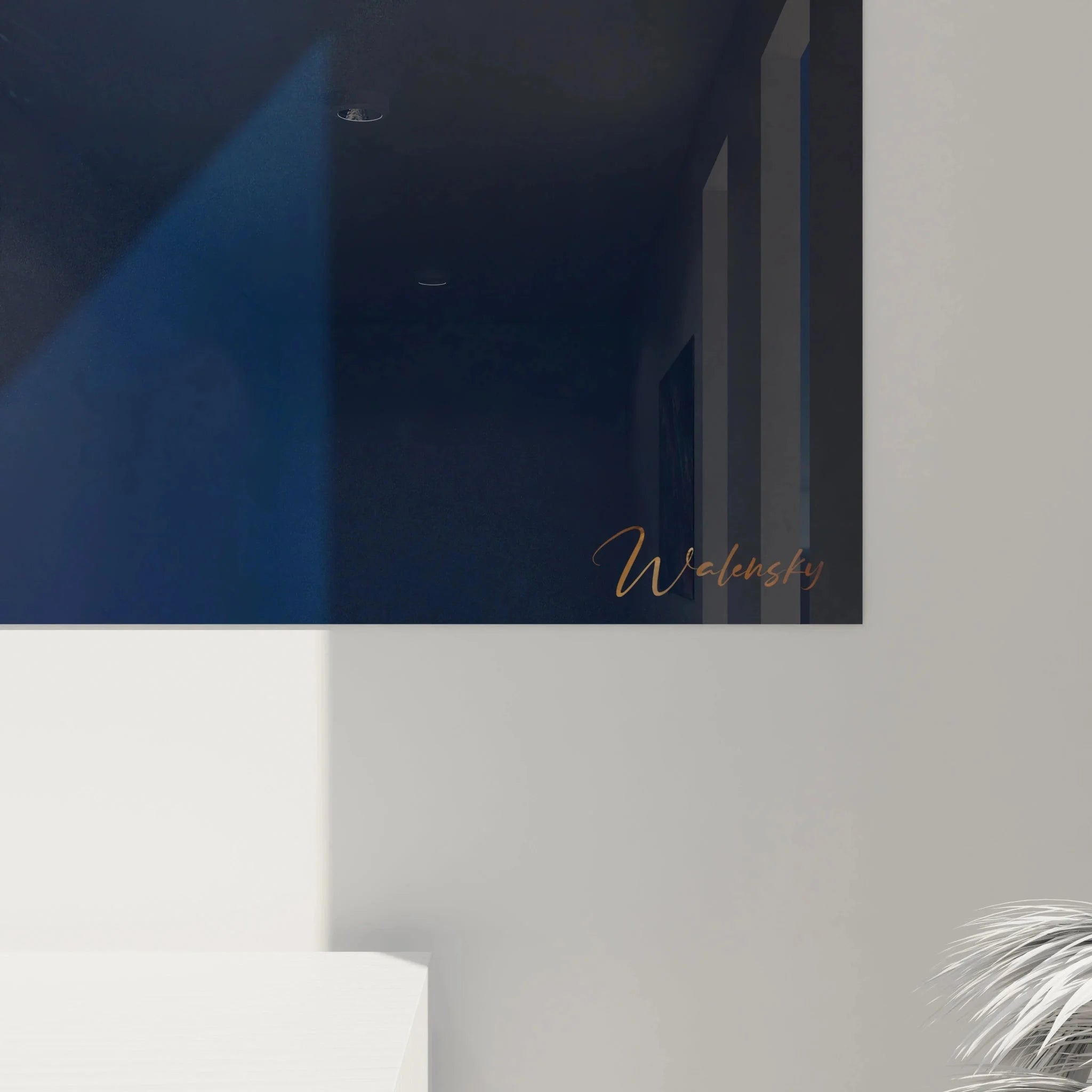 Komplettansicht Wandbild Uhu - majestätisches Eulen Portrait mit warmen Goldtönen im Überblick