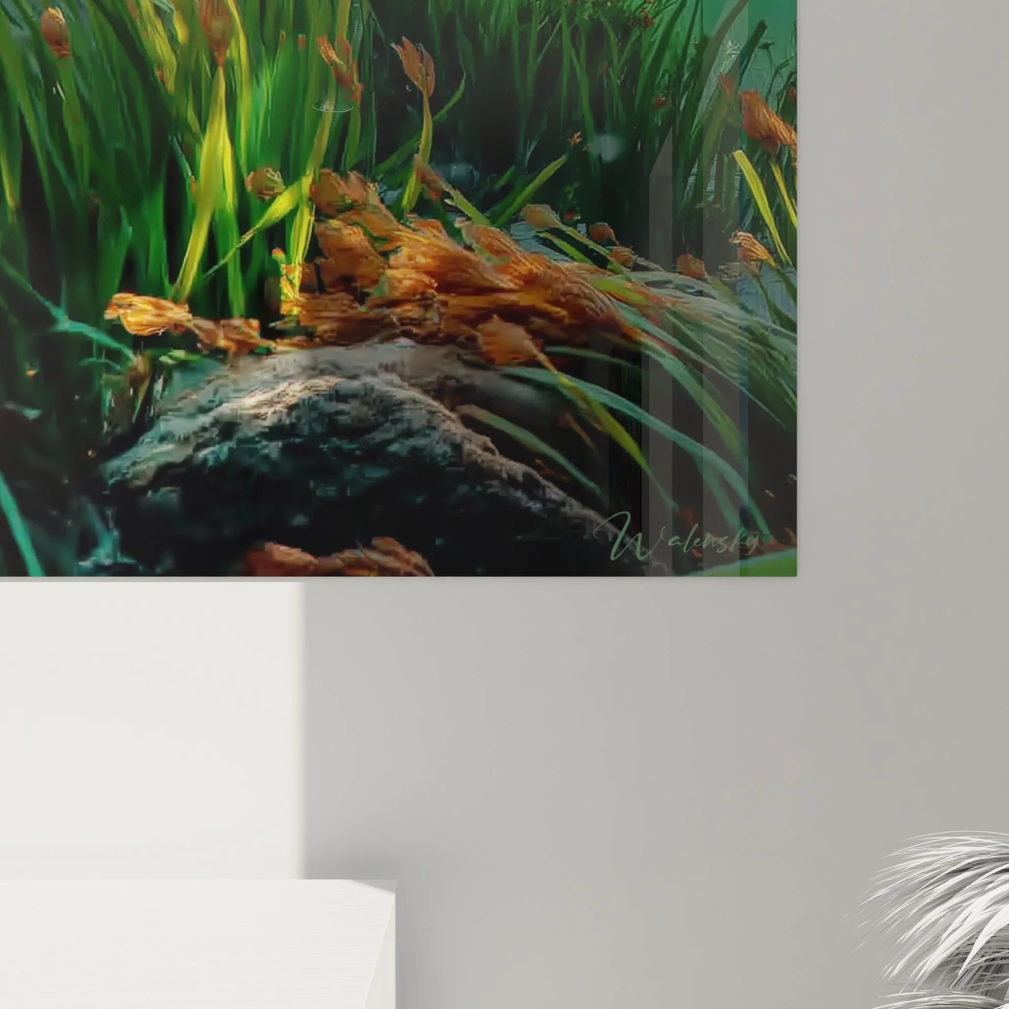Gesamtansicht Wandbild Unterwasserlandschaft - aquatische Kunst für Wohnzimmer