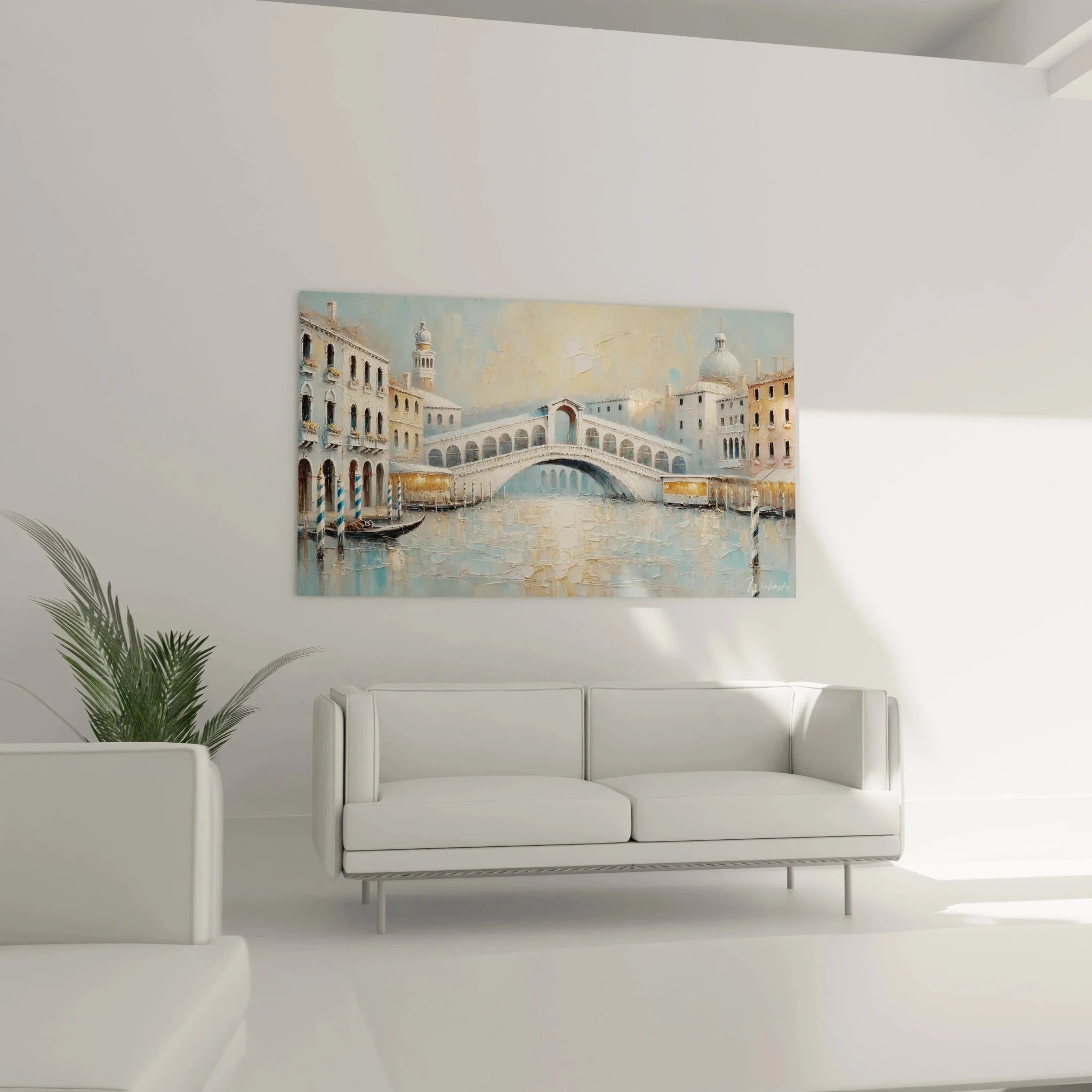 Detailansicht Wandbild Venedig mit Rialtobrücke und venezianischen Architekturdetails