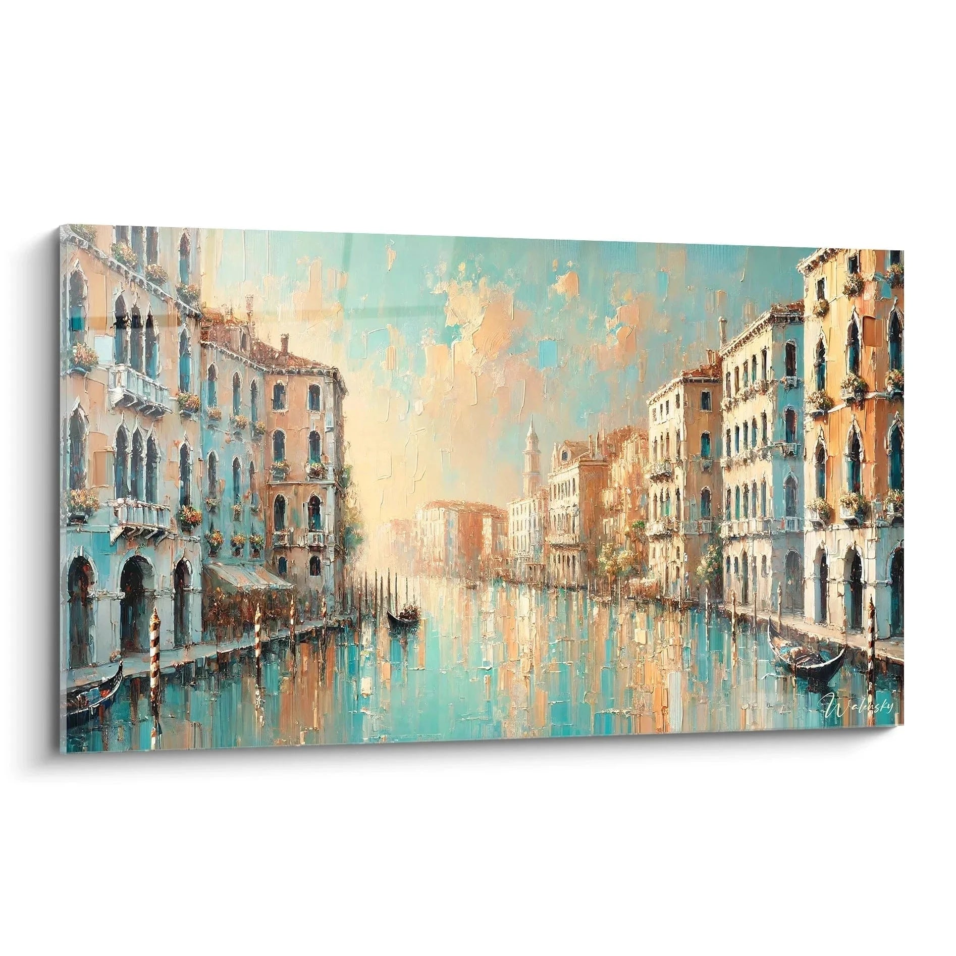 Wandbild Venedig Kanal mit Gondeln und historischen Palästen in warmen Farbtönen - Italien Edition