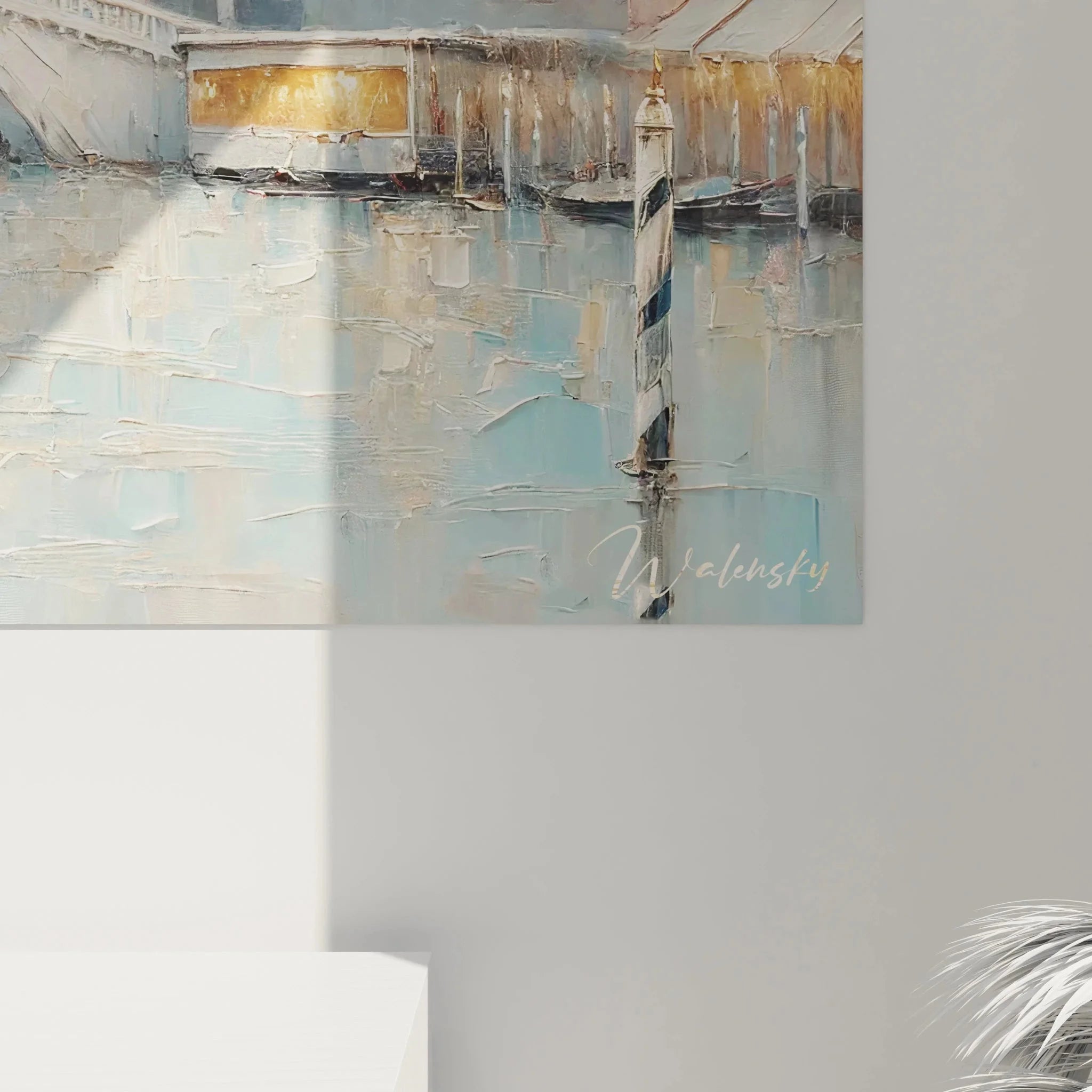 Komplette Raumansicht mit Wandbild Venedig Rialtobrücke als italienische Wanddekoration