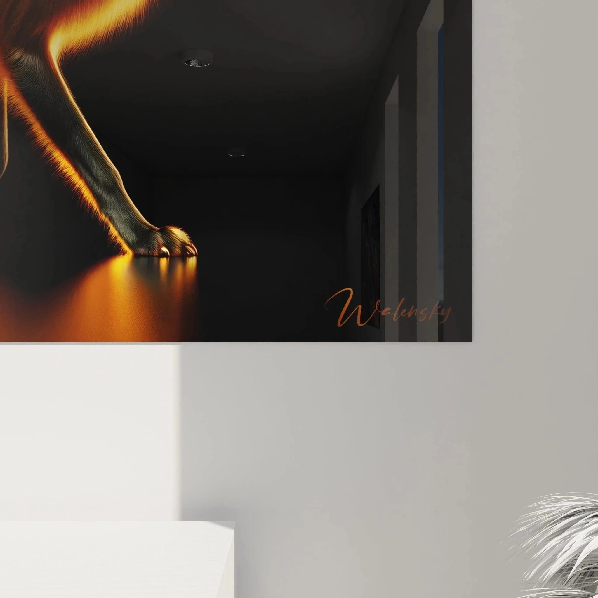 Gesamtansicht Wandbild Rotfuchs in voller Pracht mit buschigem Schwanz und eleganter Körperhaltung