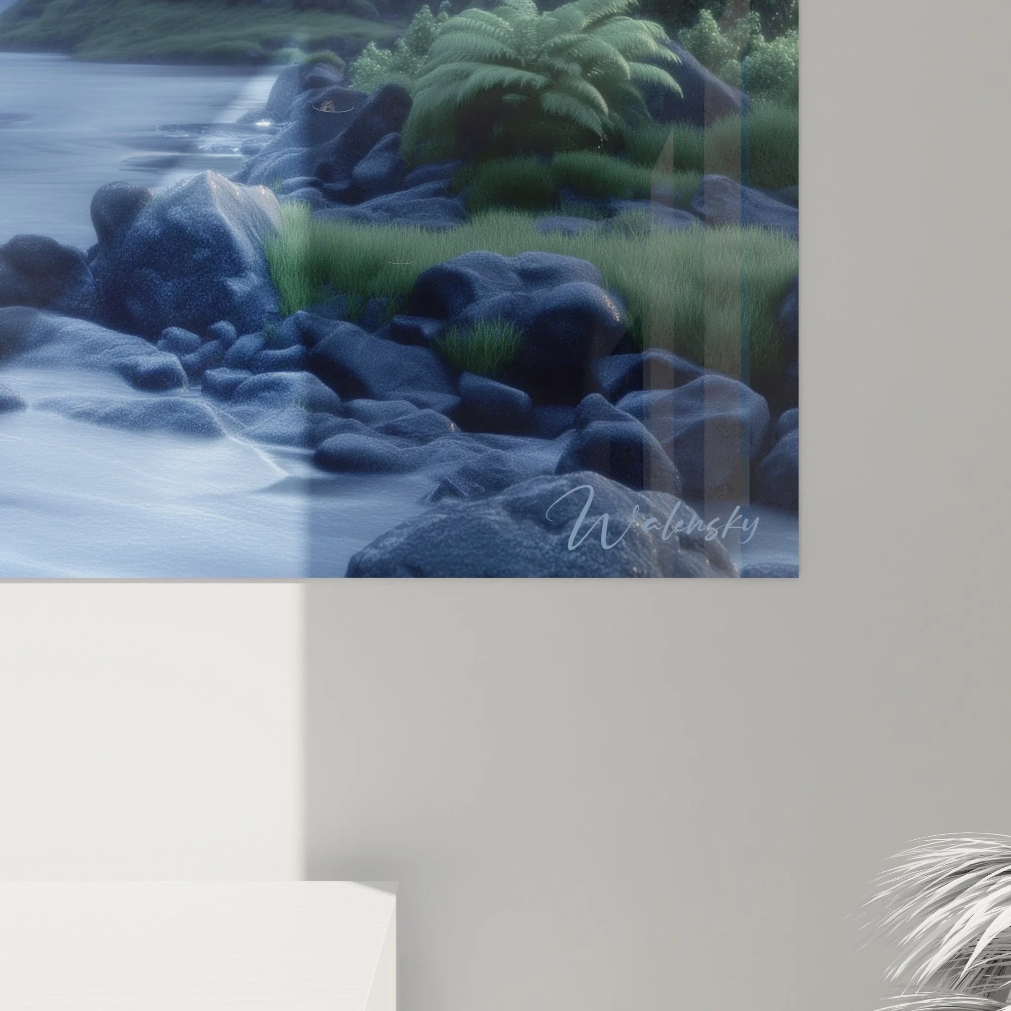 Gesamtansicht Wandbild Wasserfall XXL mystische Berglandschaft für moderne Wandgestaltung