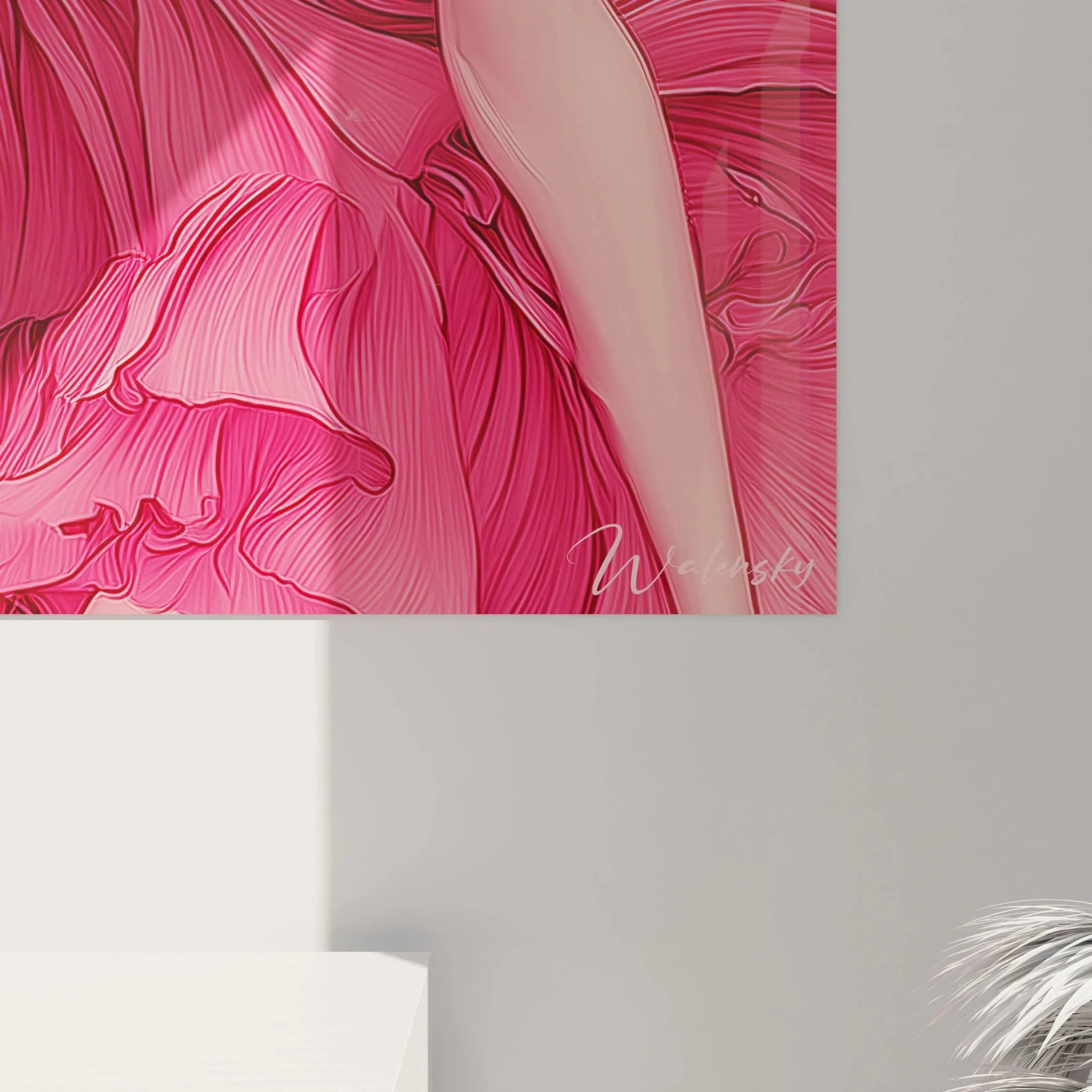 Gesamtansicht Wandbild weibliche Eleganz in Rosa - stilvolle feminine Wandgestaltung