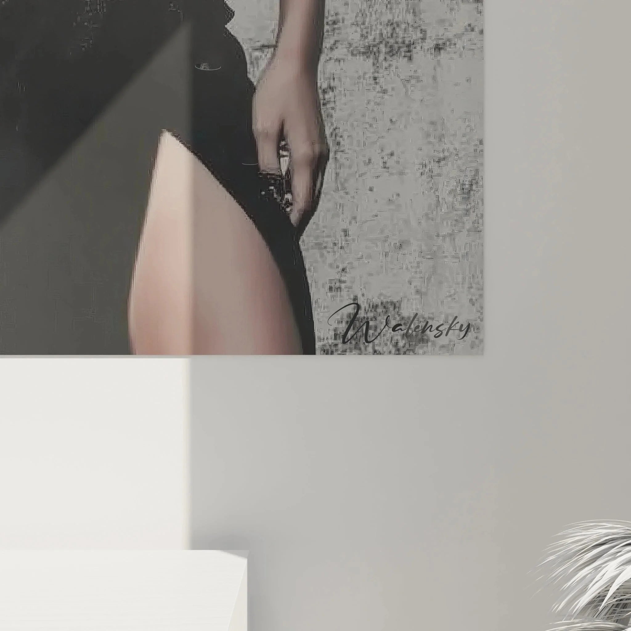 Gesamtansicht Wandbild mystische weibliche Eleganz schwarze Mode strukturierter Hintergrund