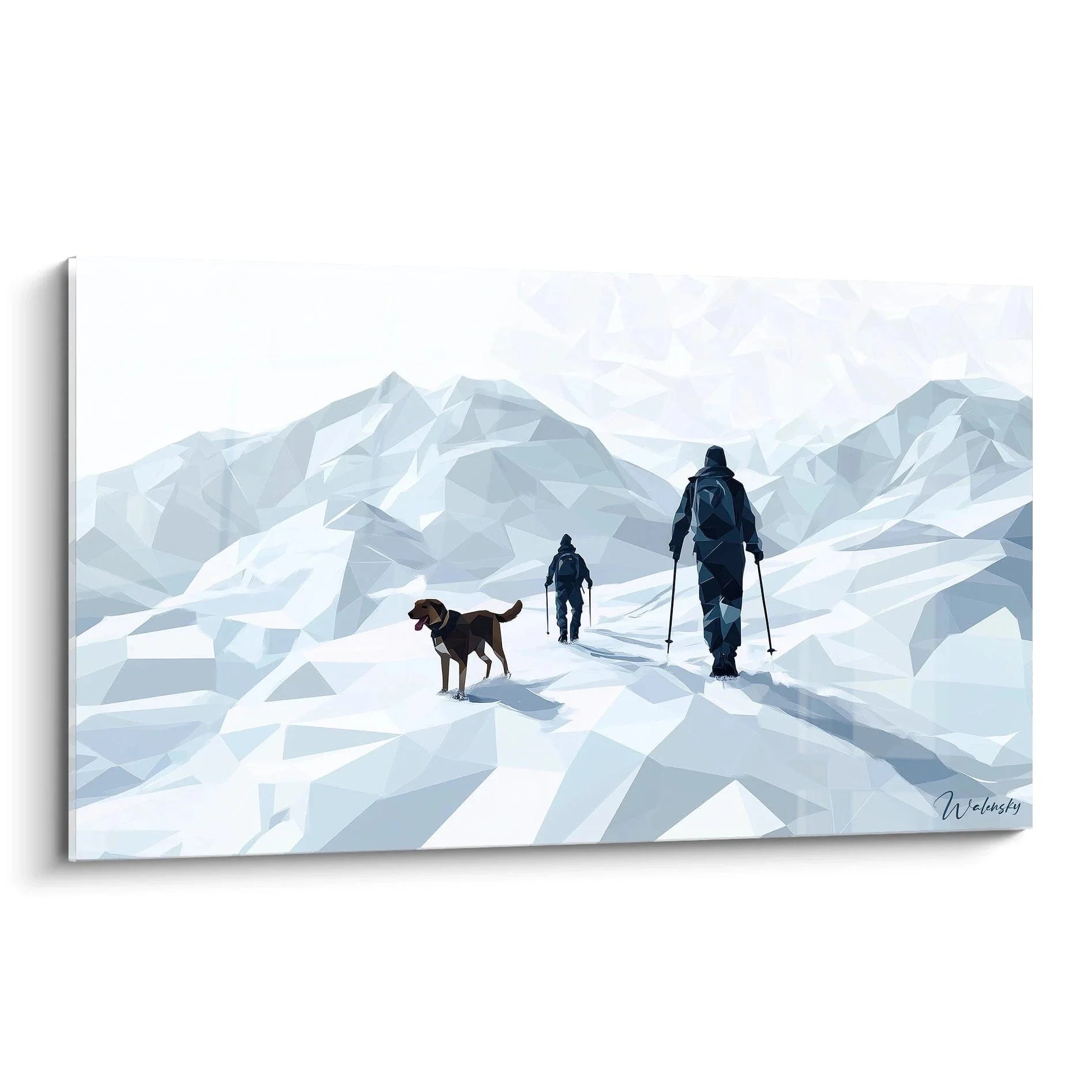 Wandbild Winterlandschaft Skifahrer verschneite Berge geometrisch Bruegel Edition