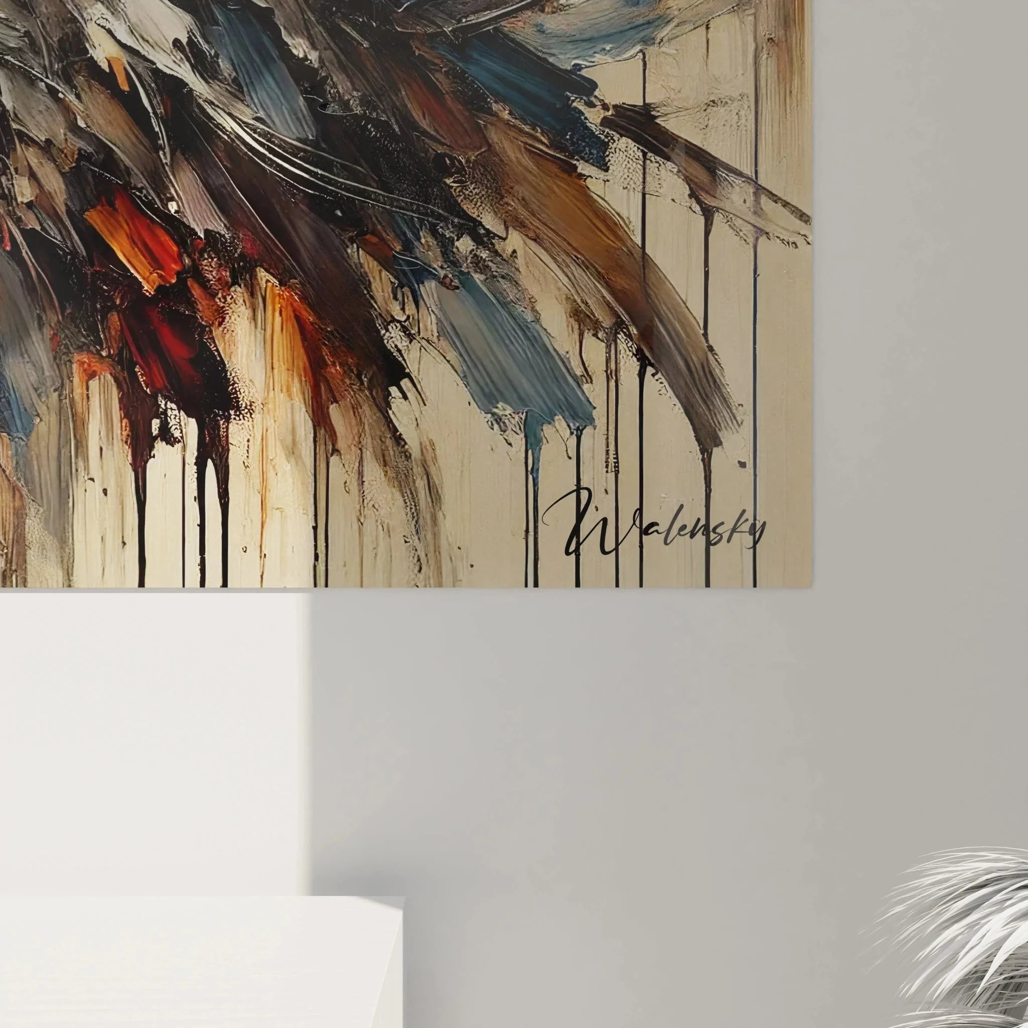Gesamtansicht Wandbild Wolf expressiv - moderne Tierleinwand in XXL Format für Wanddekoration