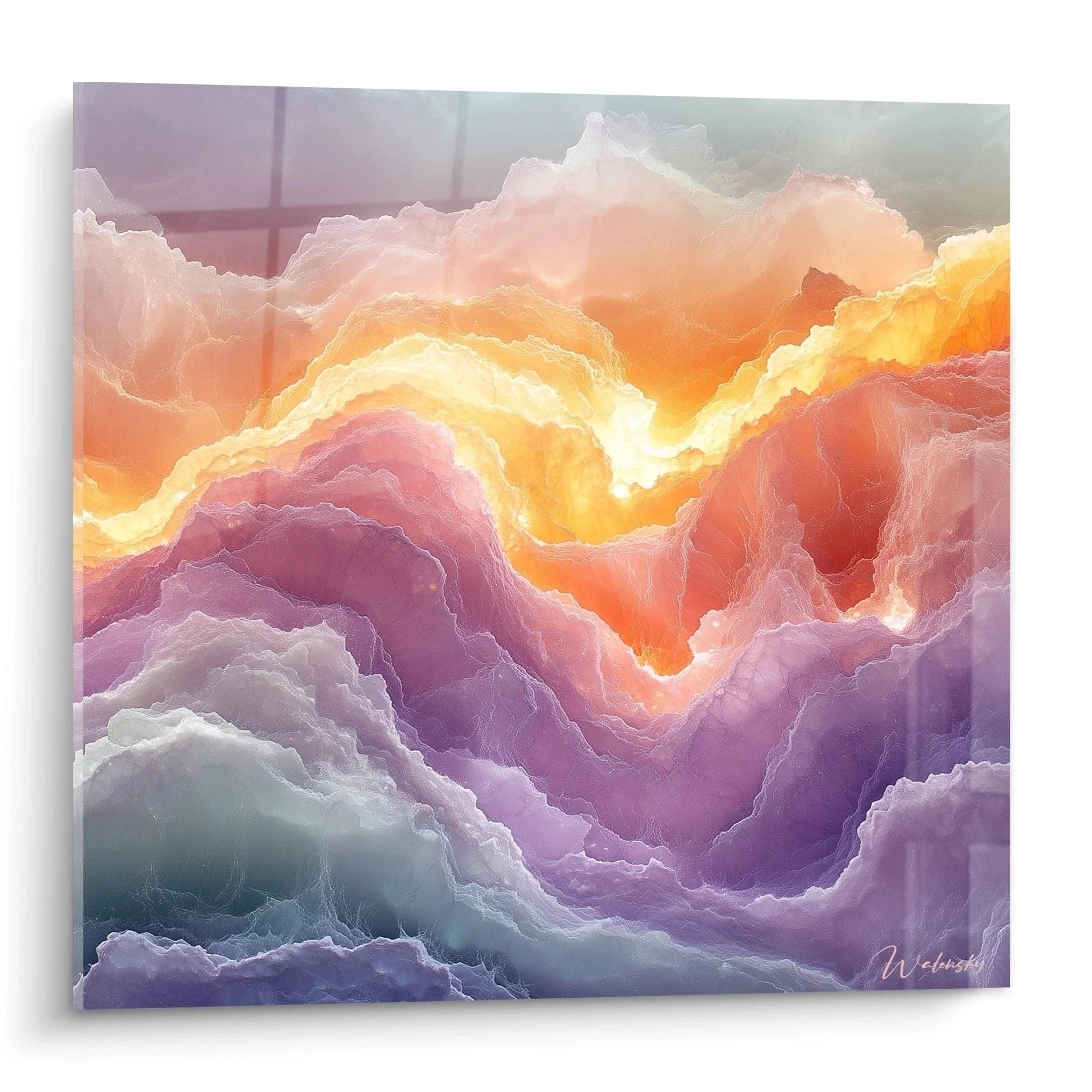 Wandbild abstrakte Wolkenformation in warmen Farbtönen - Expressionismus Kunstdruck für moderne Wohnräume