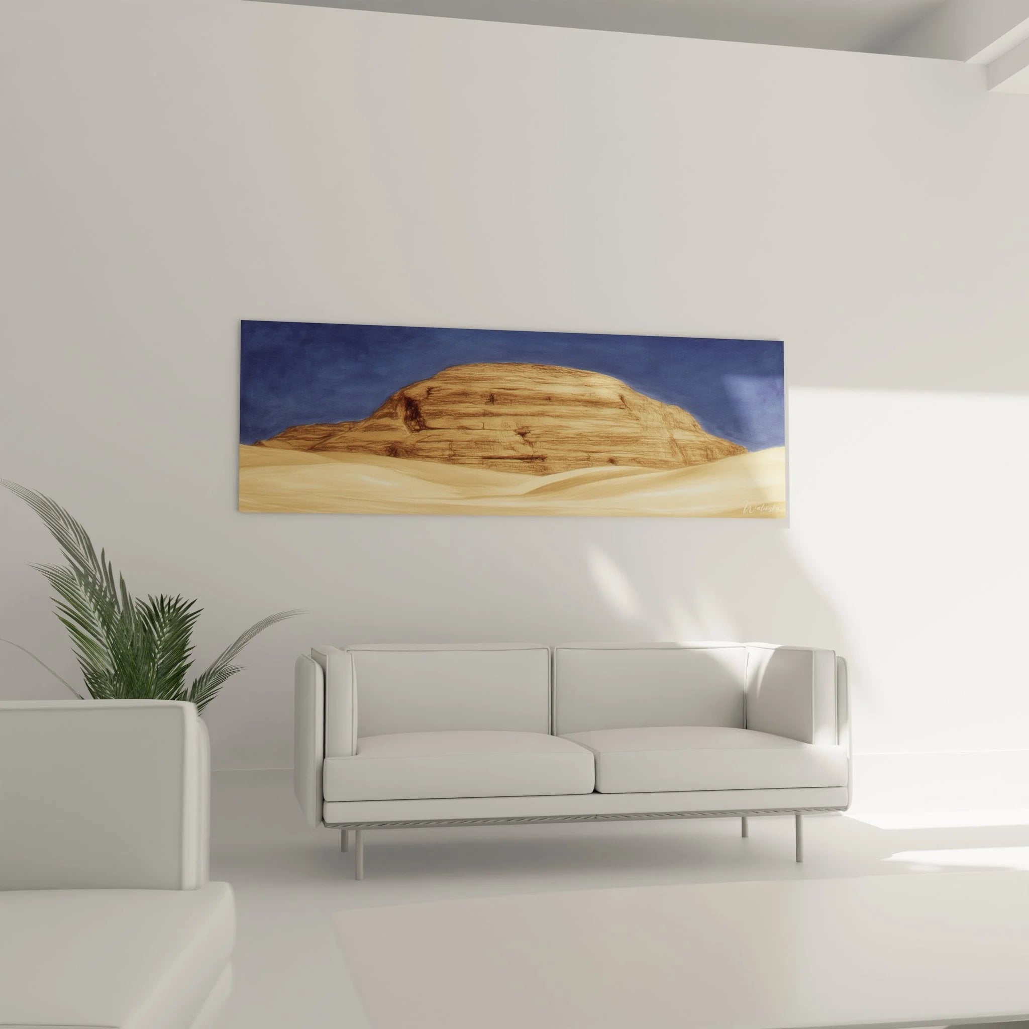 Detailansicht Wandbild Wüstenberg - geschichtete Sandsteinstruktur mit natürlichen Erdtönen und Texturen