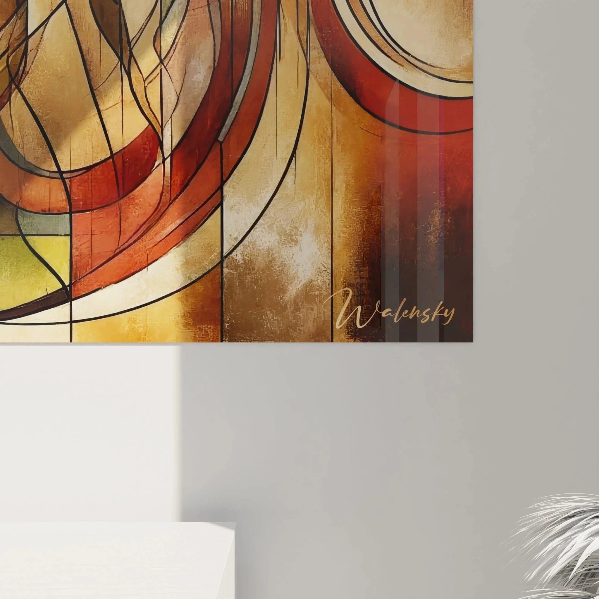 Gesamtansicht Wandbild XXL abstrakte kubistische Komposition für moderne Raumgestaltung