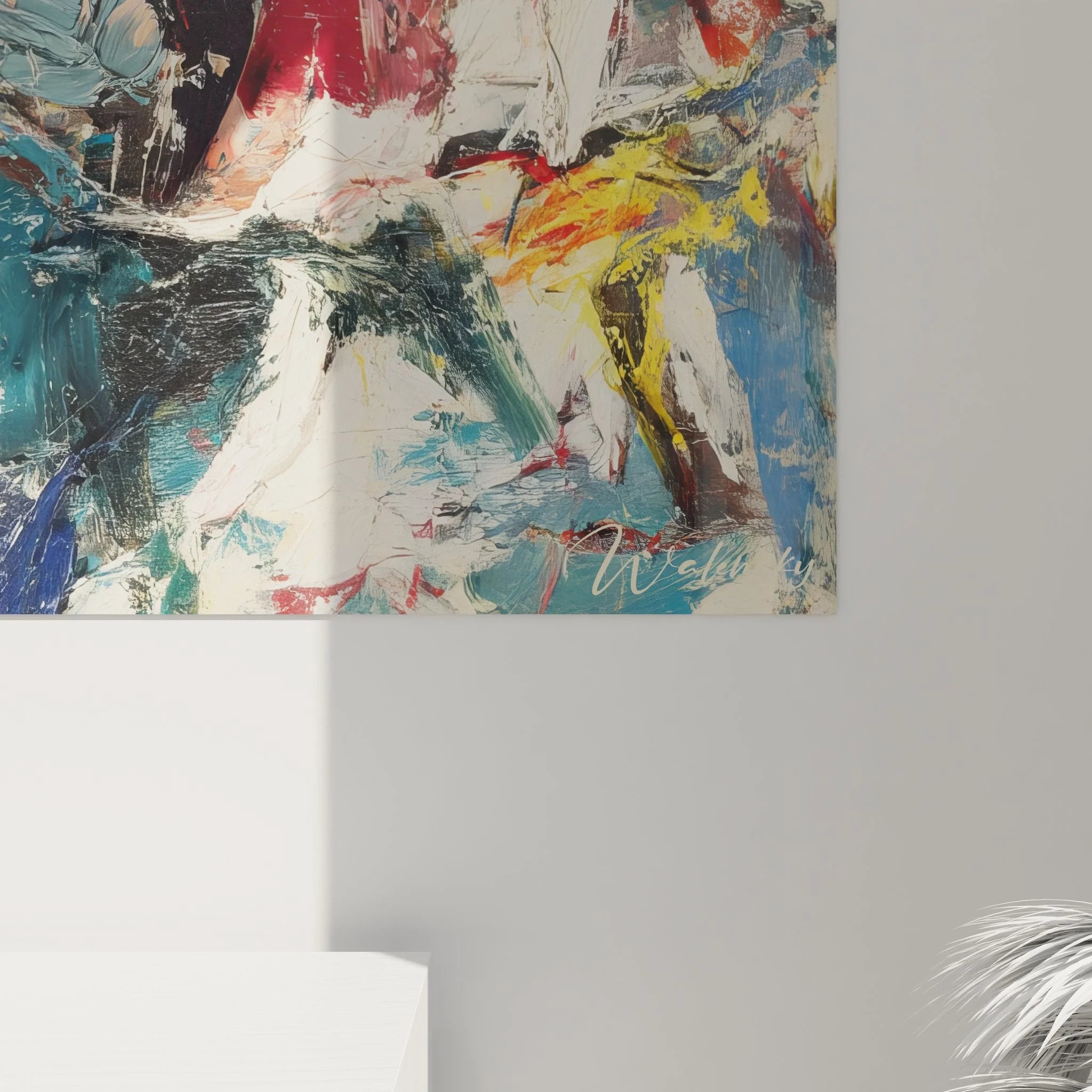 Wandbild XXL abstrakte Malerei Gesamtansicht mit dynamischer Farbkomposition