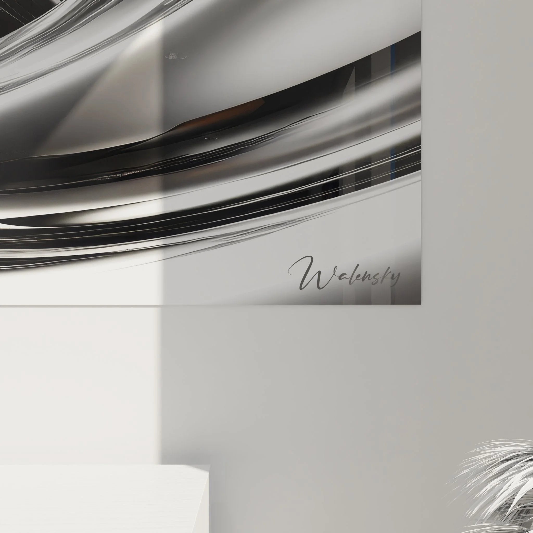 Gesamtansicht Wandbild XXL abstrakte Spiralen in Schwarz-Weiß für stilvolle Raumgestaltung