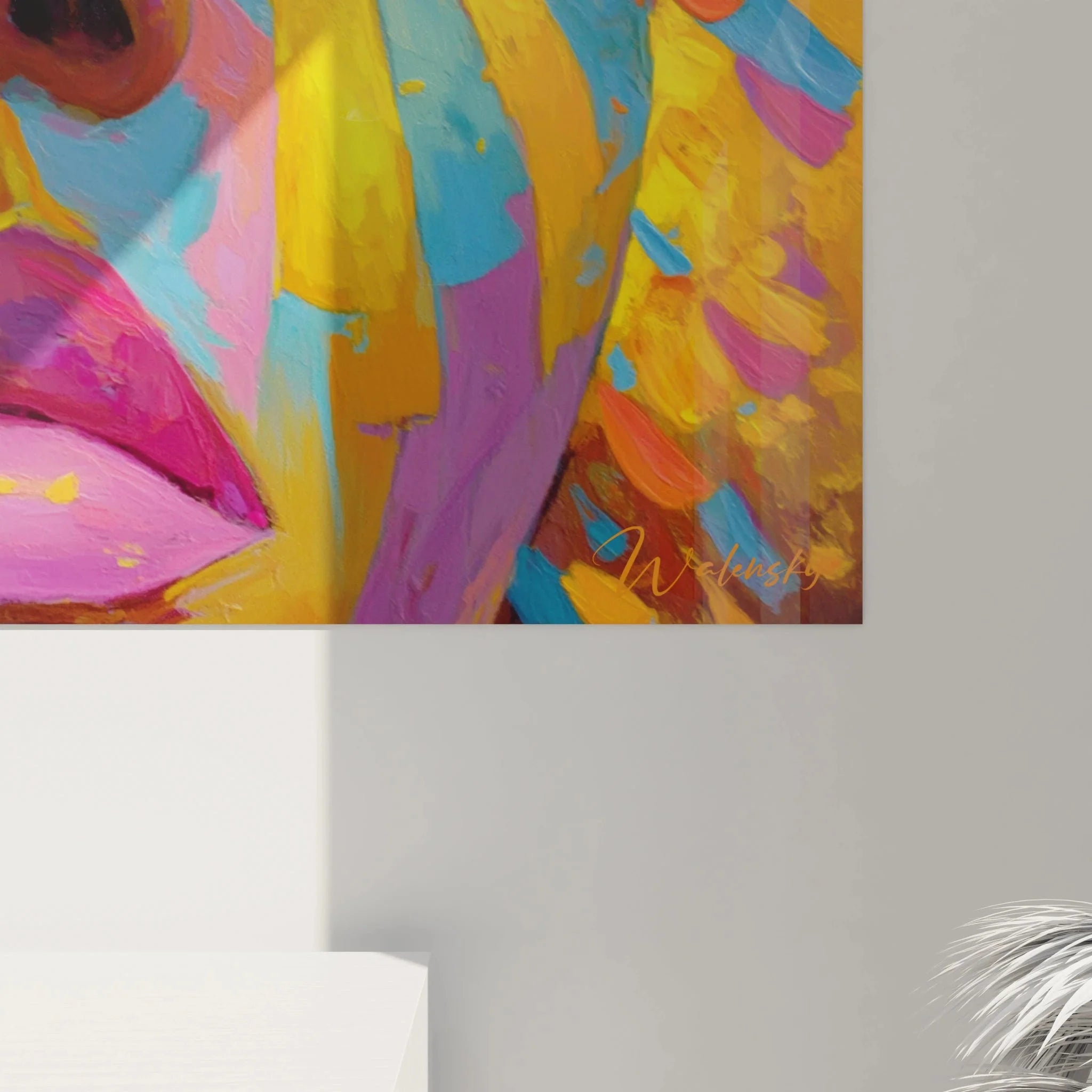 Gesamtansicht Wandbild XXL afrikanische Kunst Portrait in leuchtenden Pop-Art Farben