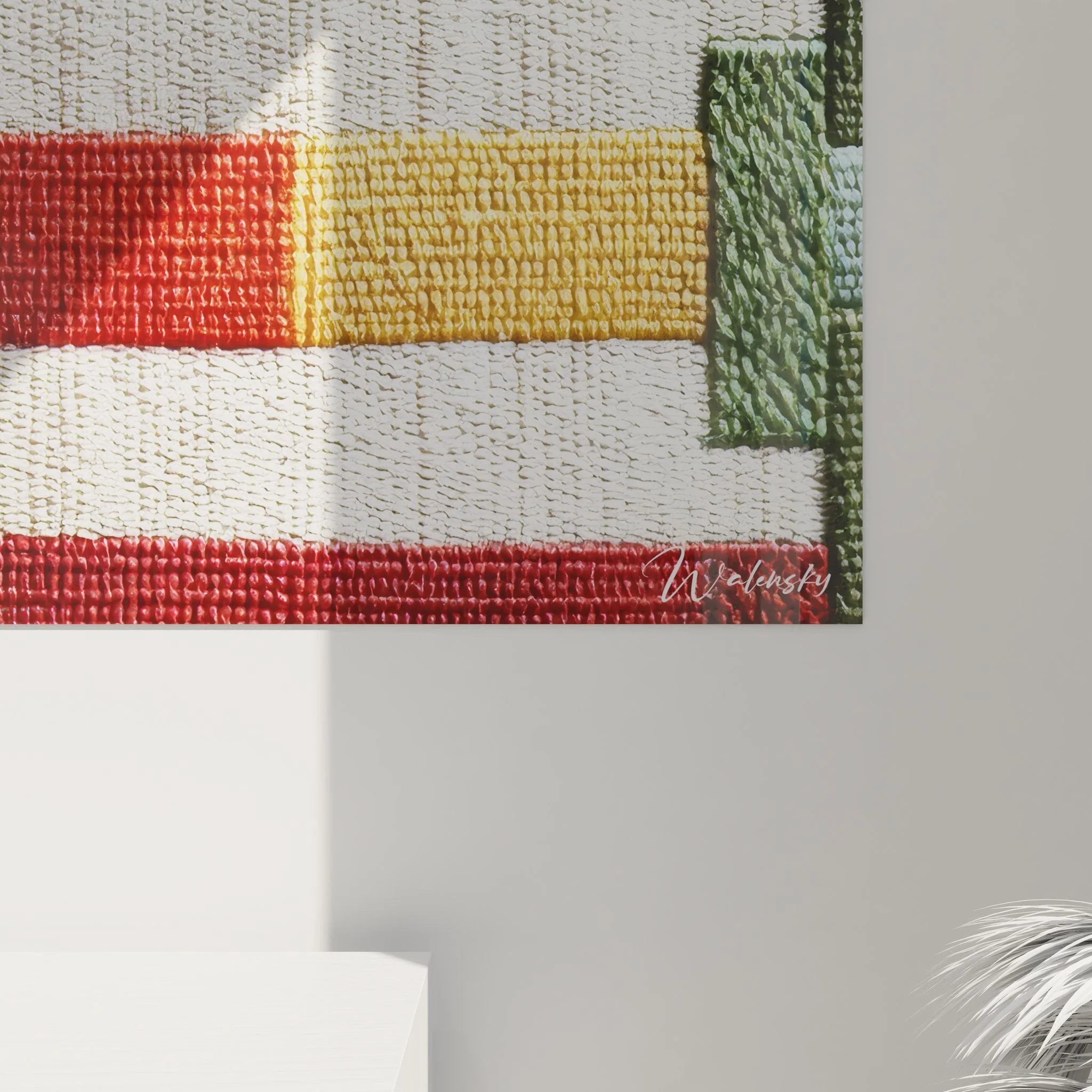 Gesamtansicht des afrikanischen Wandbildes mit geometrischen Mustern in XXL Format