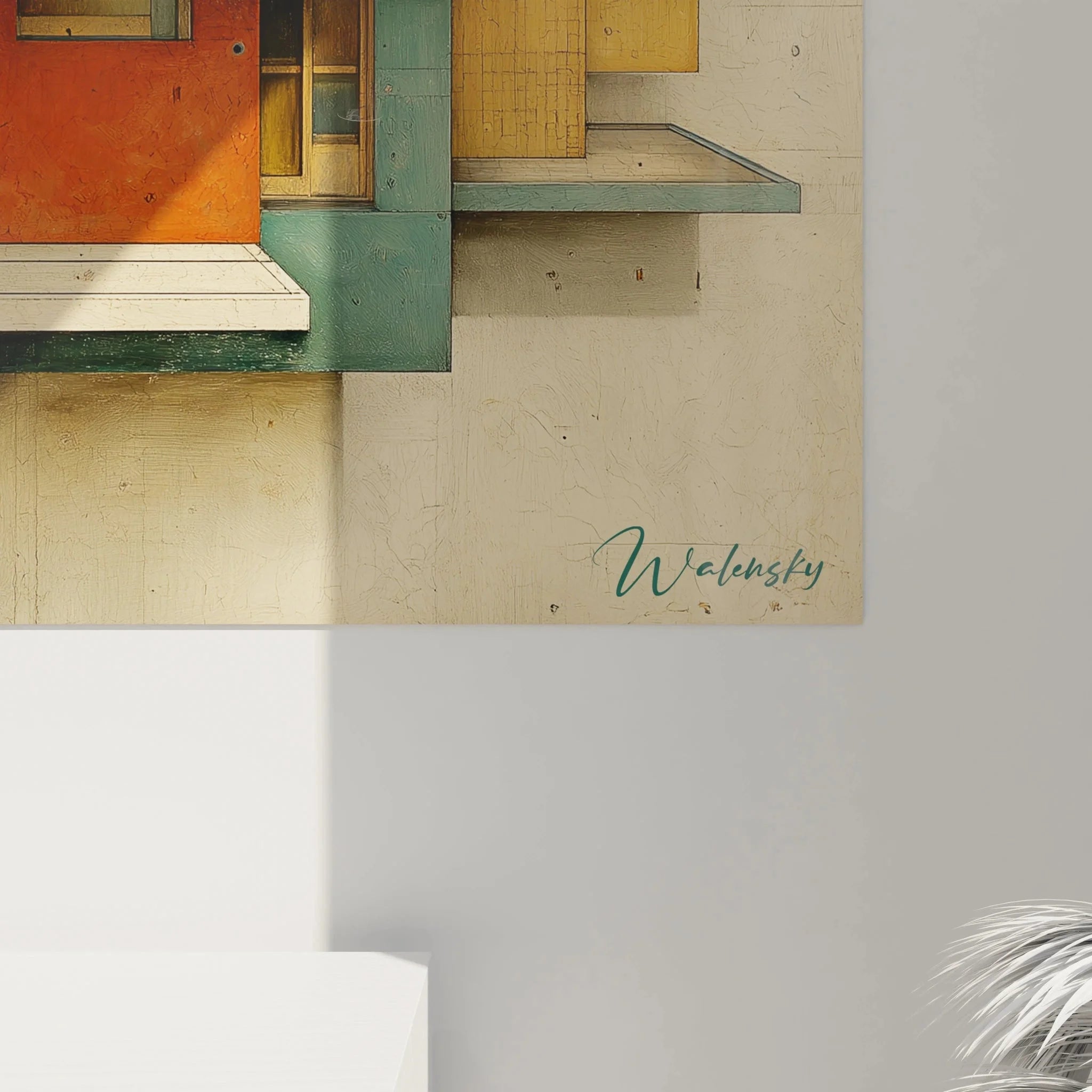 Gesamtansicht Wandbild XXL Bauhaus Design geometrische Wandkunst moderne Raumgestaltung