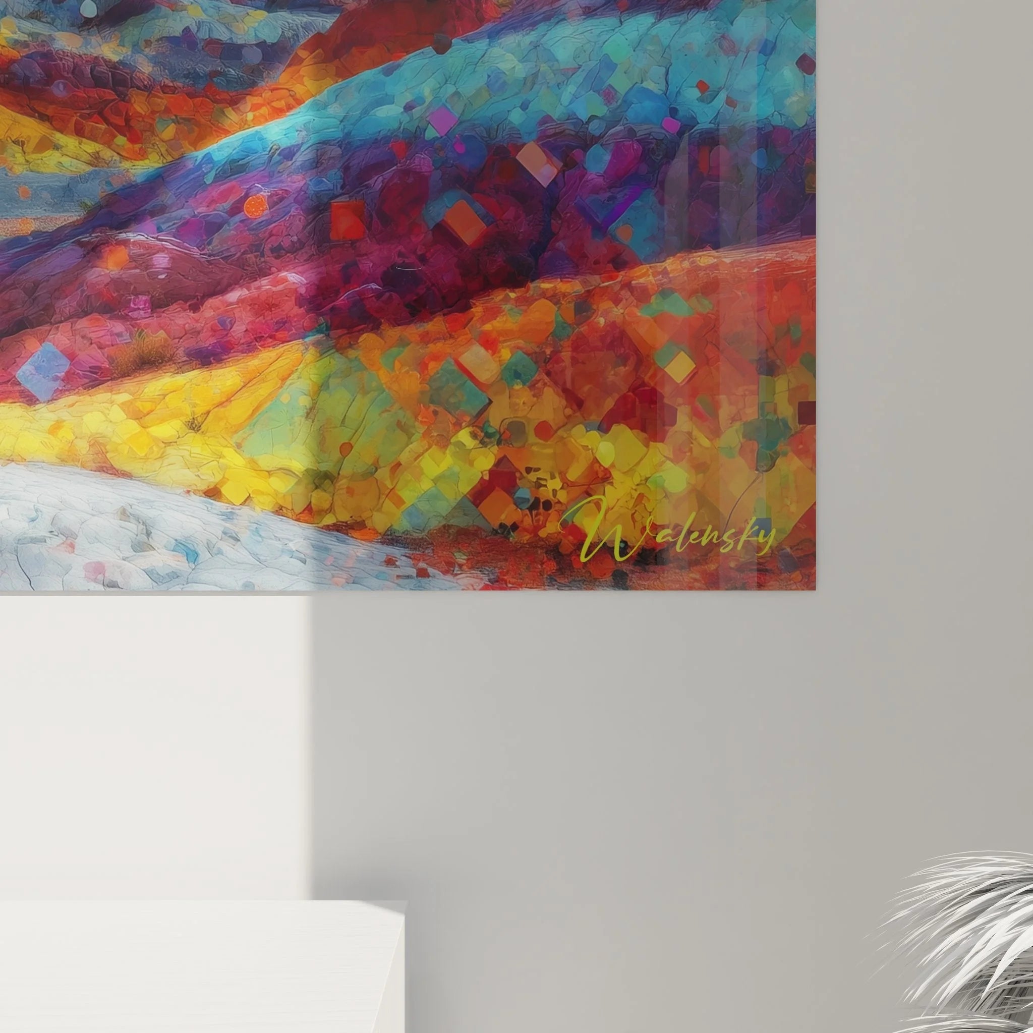 Gesamtansicht Wandbild XXL Berglandschaft Wüste mit futuristischen Himmelselementen als Raumkunst