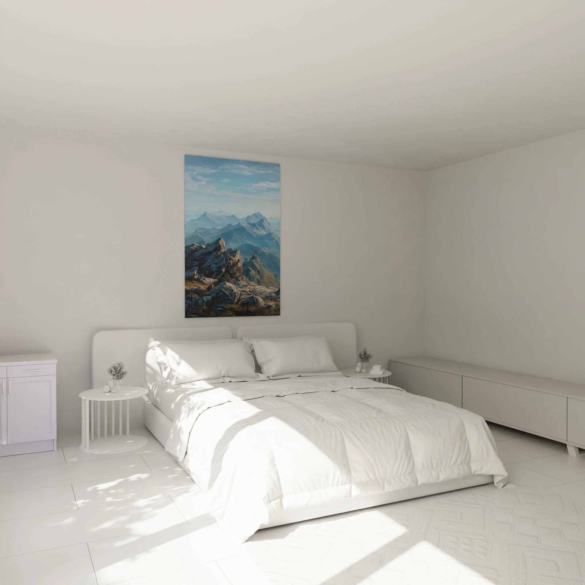 Wandbild XXL Bergpanorama Alpengipfel als stilvolle Schlafzimmer Wanddekoration Edition Berg