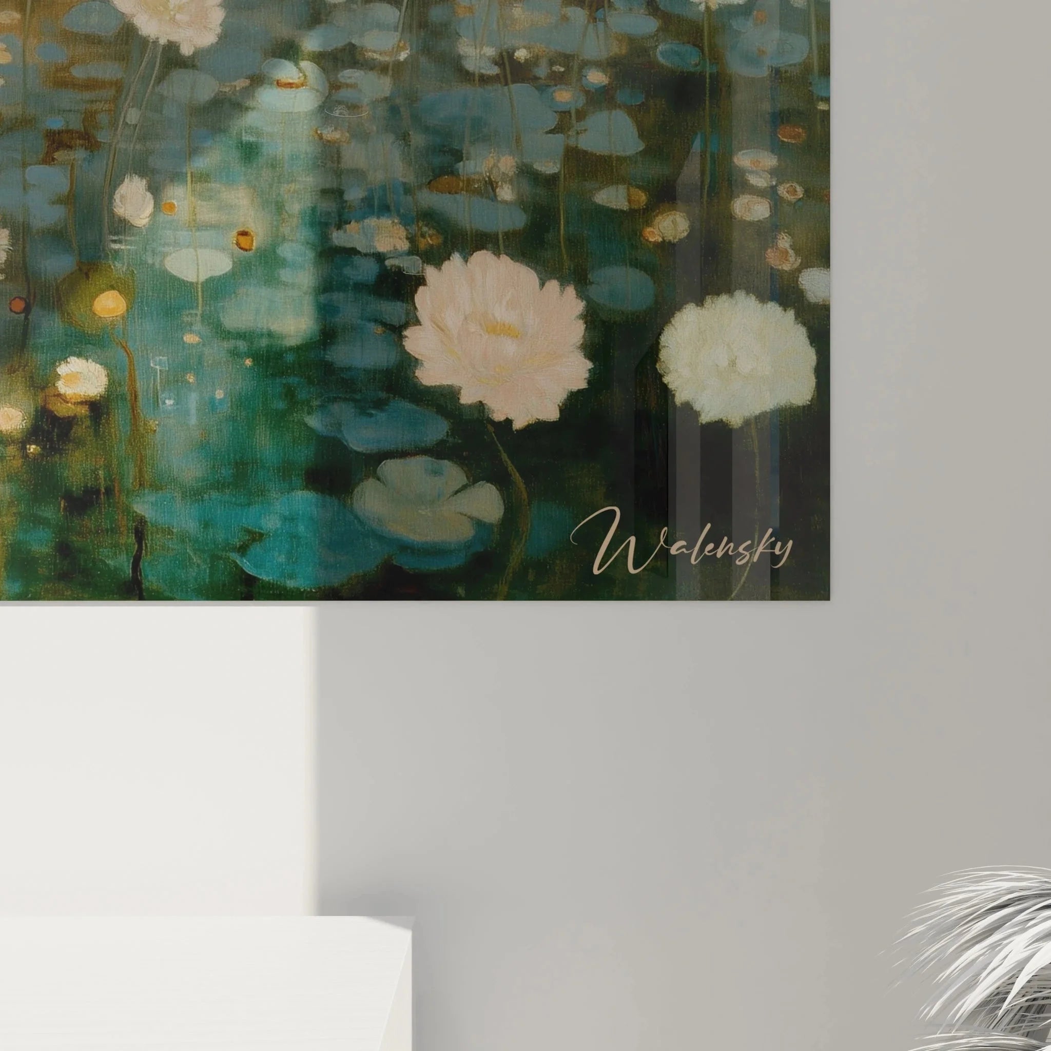 Gesamtansicht Wandbild XXL Blumengarten symbolistisch als Premium Kunstdruck für Wohnräume