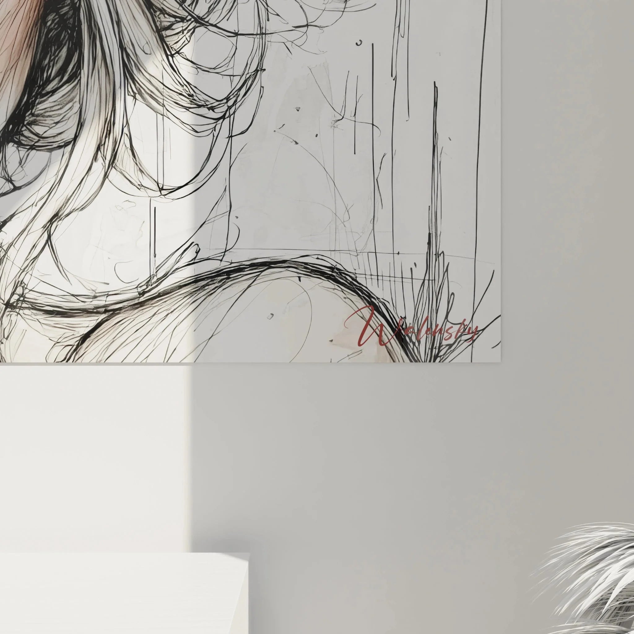 Wandbild XXL Boho Frau Blumenkrone Modeillustration Gesamtansicht Wanddekoration