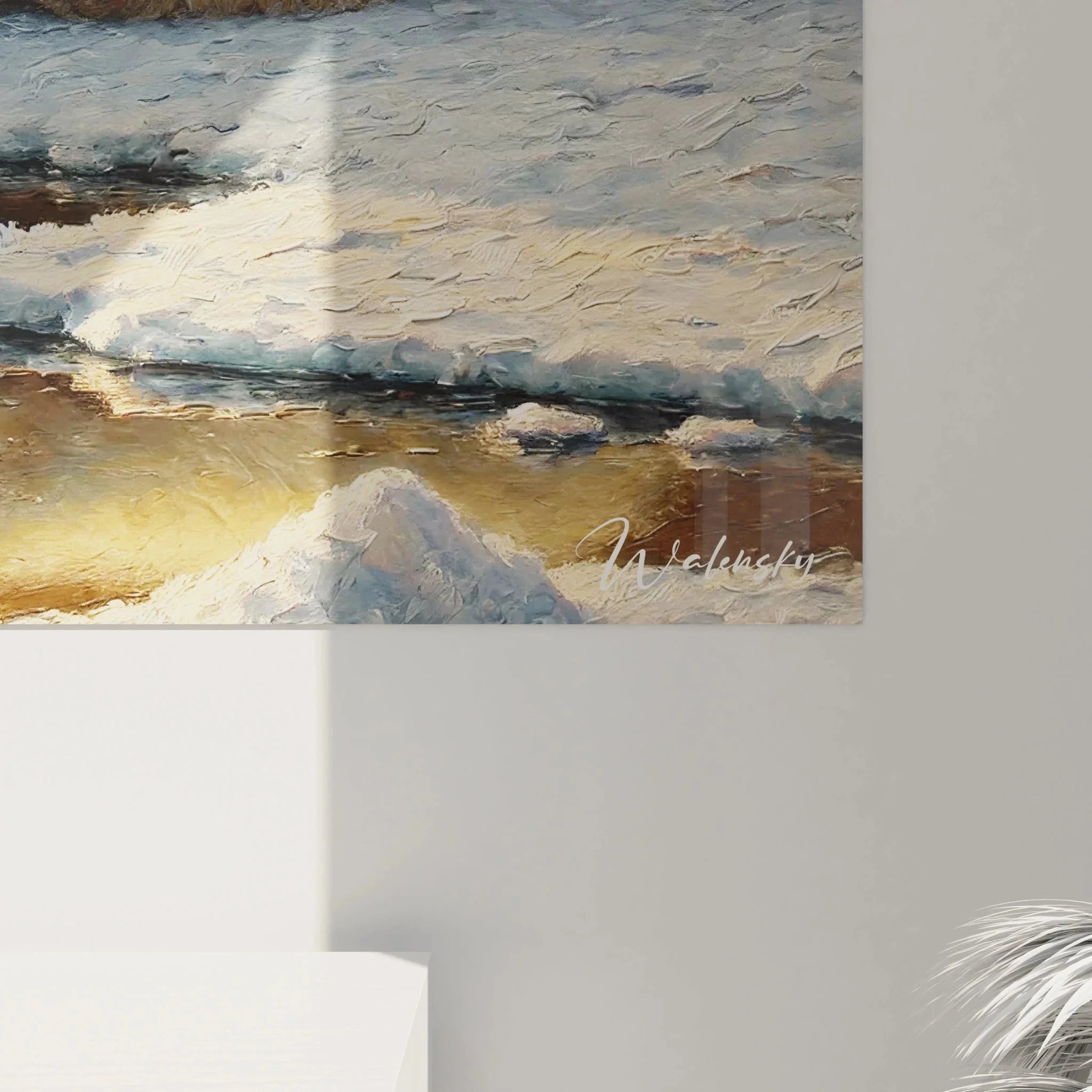 Wandbild XXL Eisbär Gesamtansicht mit arktischer Landschaft und dramatischem Himmel