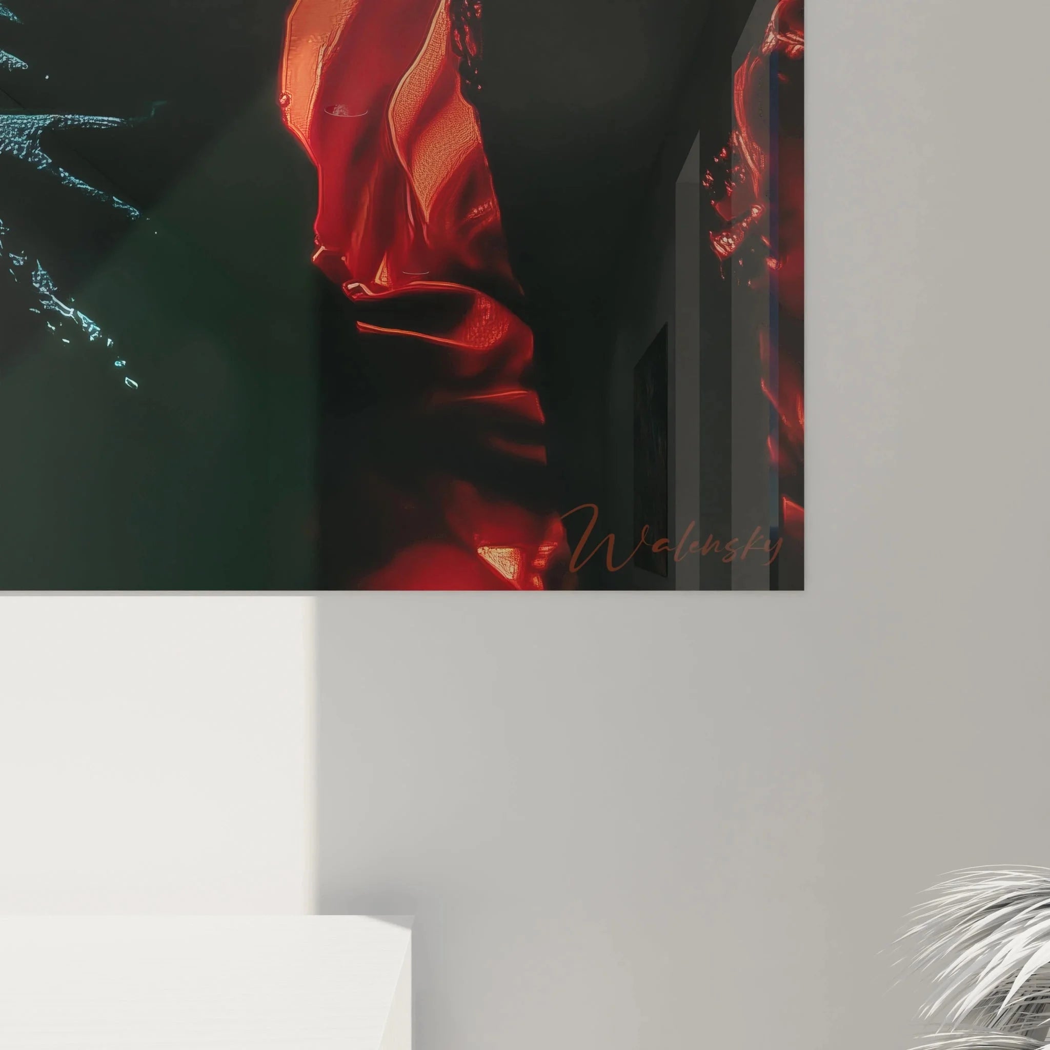 Premium Wandbild XXL elegante Dame mit Zigarette in warmer Farbpalette Gesamtansicht