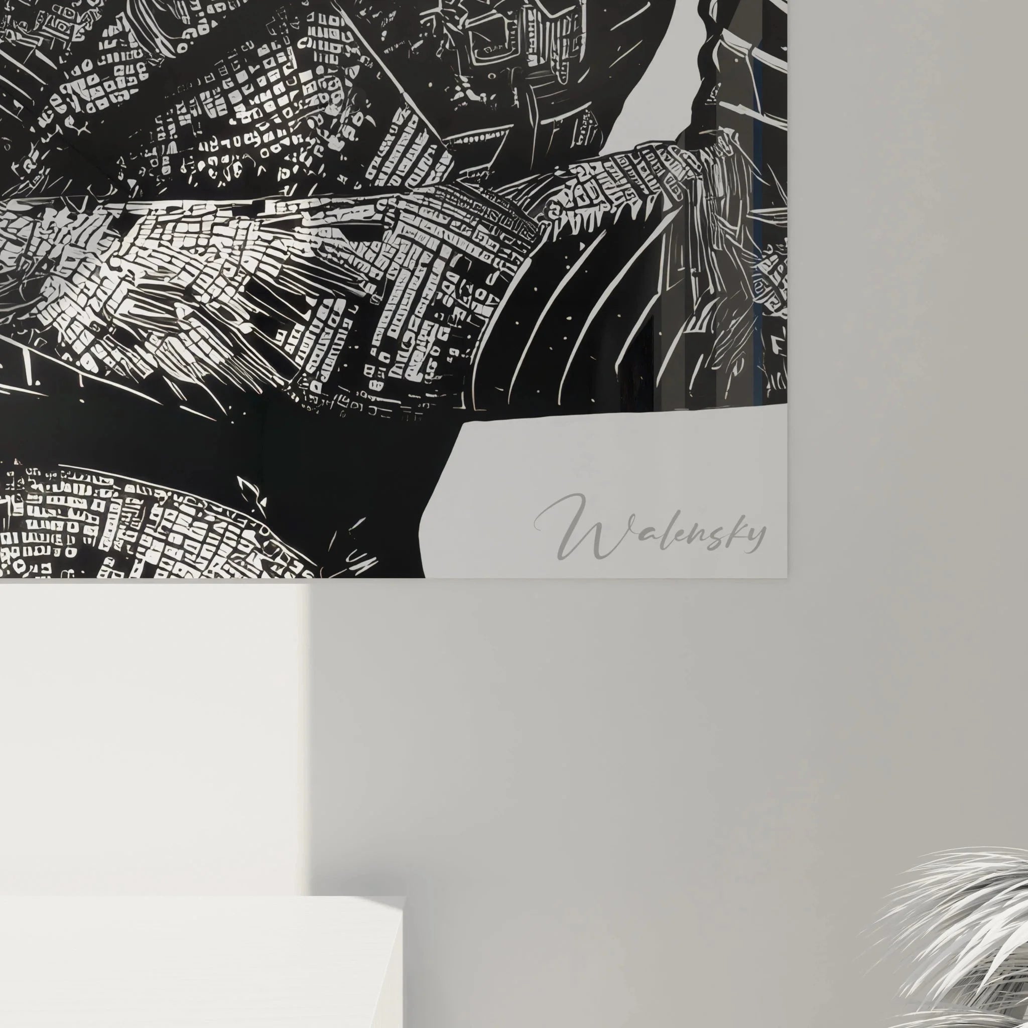 Gesamtansicht Wandbild XXL elegante Frau schwarzweiß - Premium Wandkunst Format