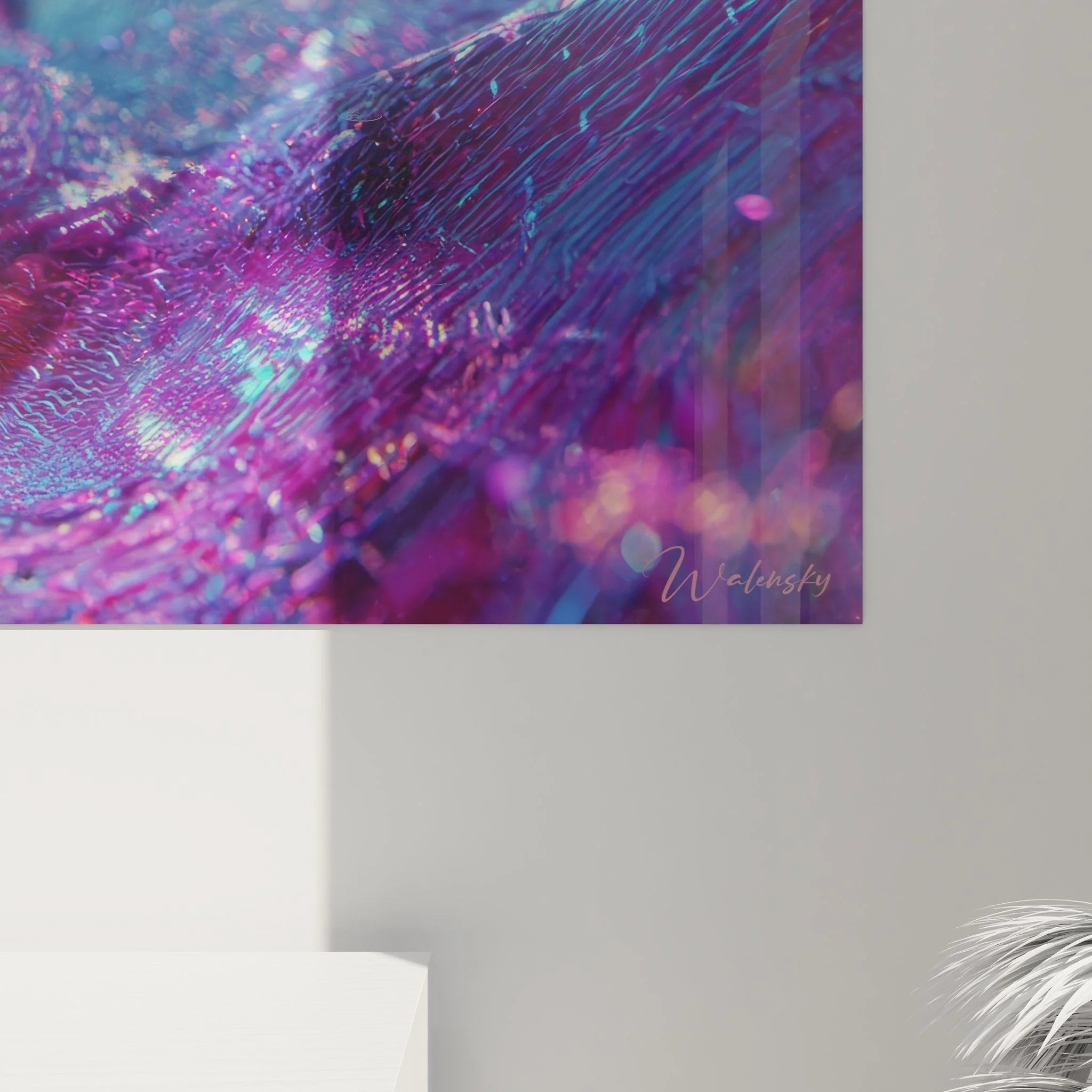 Gesamtansicht Wandbild futuristische Wellen - XXL abstrakte Kunst für stylische Wandgestaltung