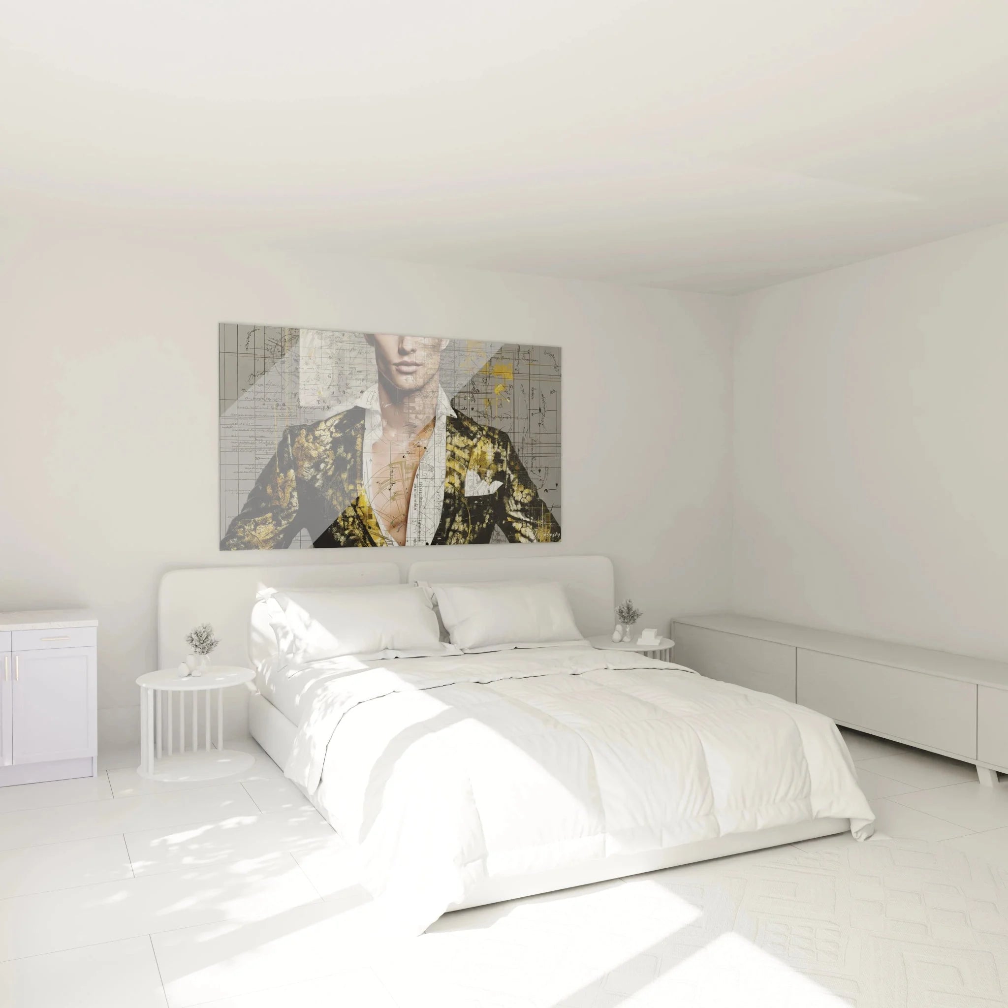 Wandbild XXL Gentleman in elegantem Schlafzimmer - mathematische Kunst männliche Schönheit