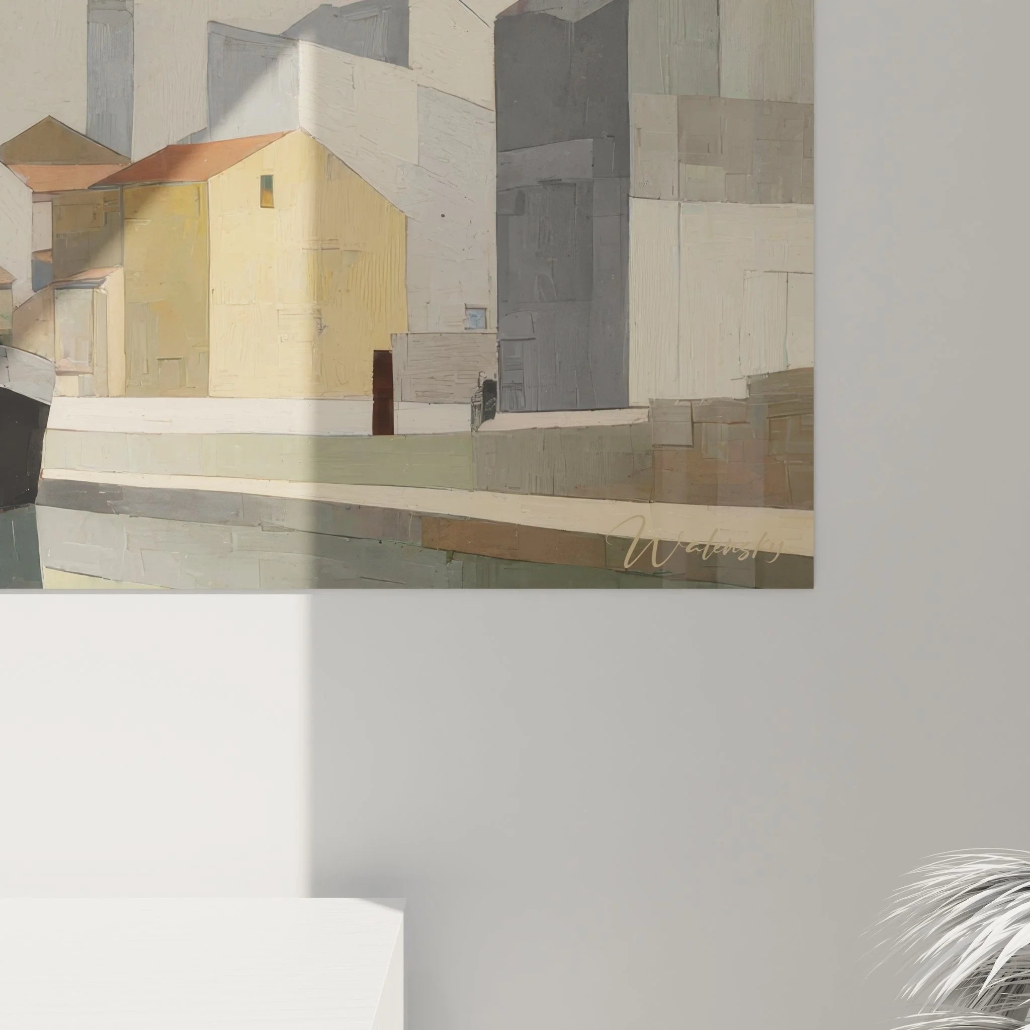 Wandbild XXL Hafen Gesamtansicht - Maritime Hafenszene mit Booten und Gebäuden