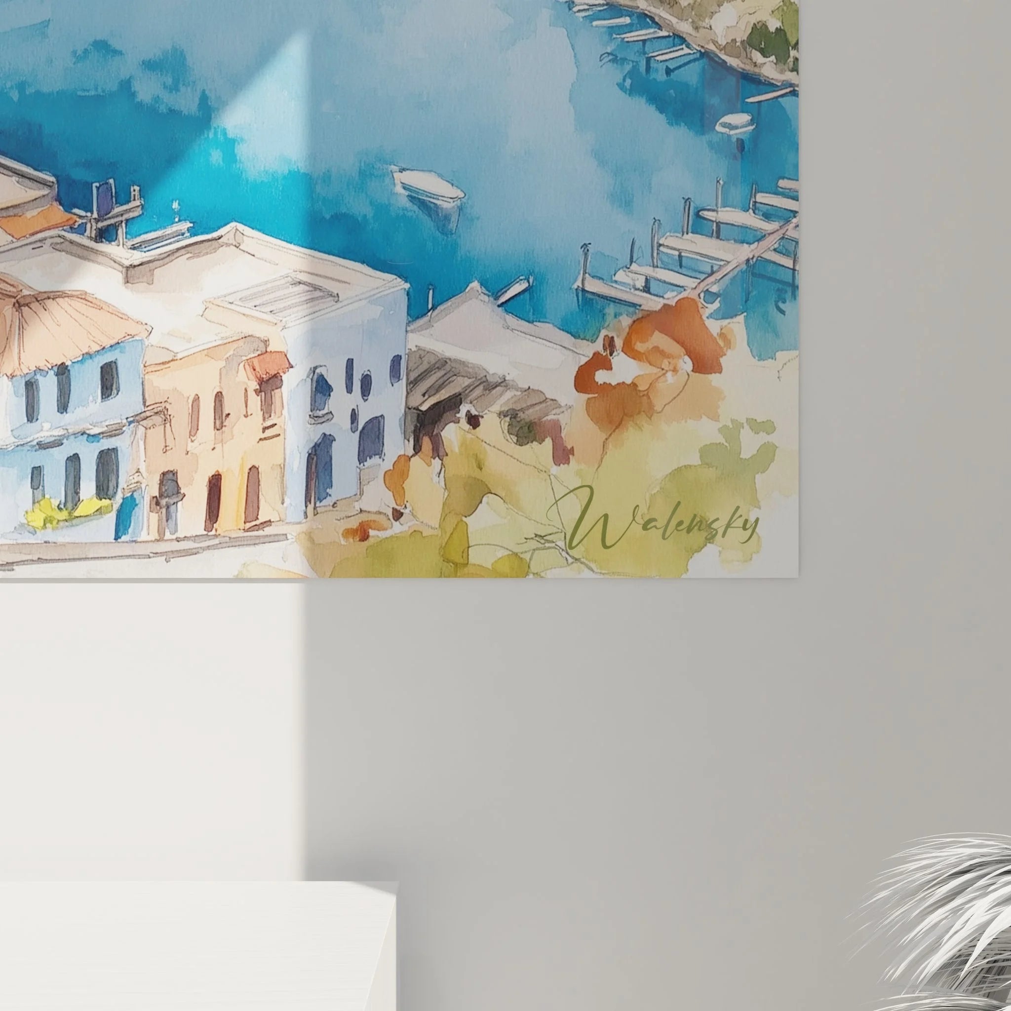 Gesamtansicht Wandbild XXL italienische Küstenlandschaft mediterrane Villa