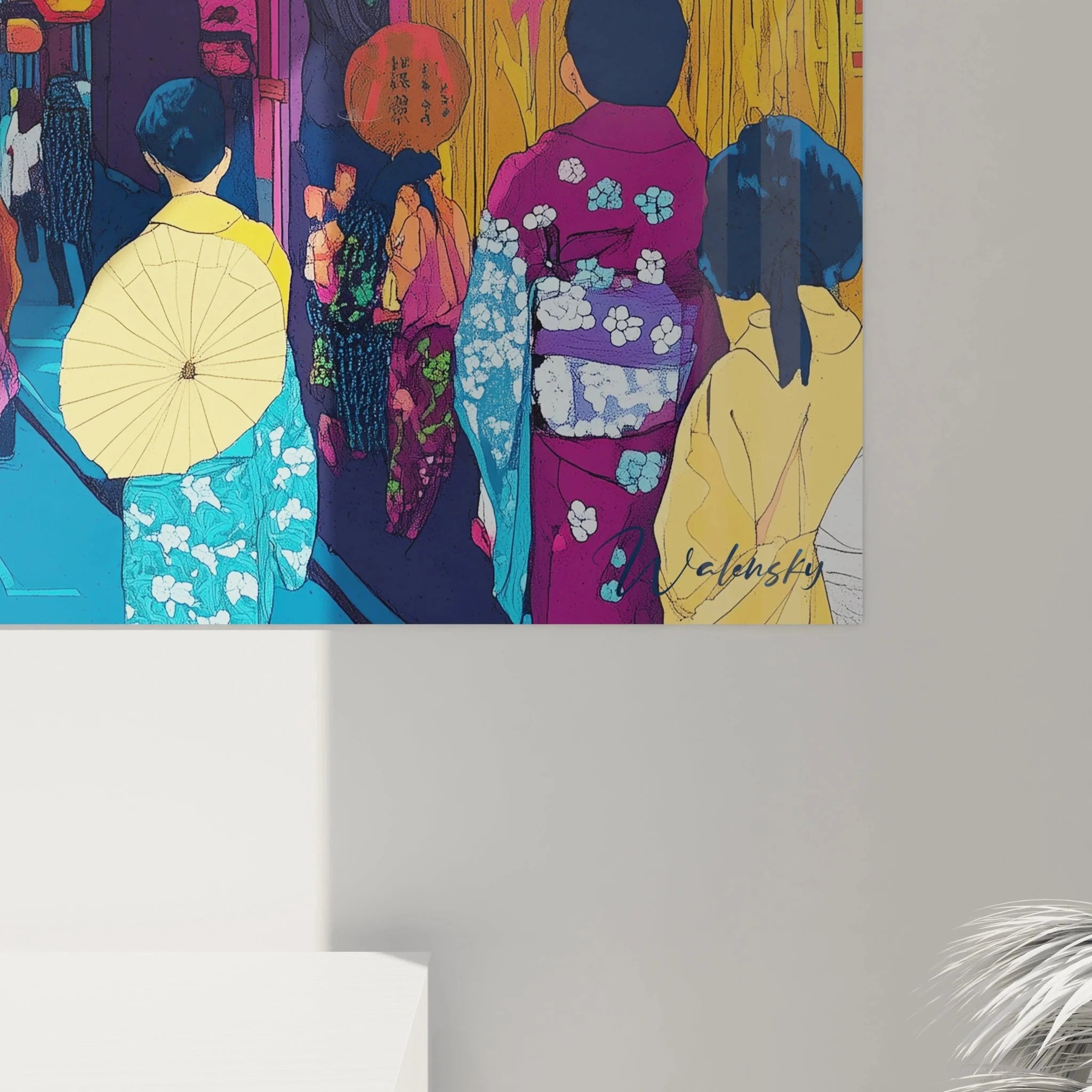 Gesamtansicht Wandbild XXL Japan Kirschblüten Straßenszene Kyoto Poster