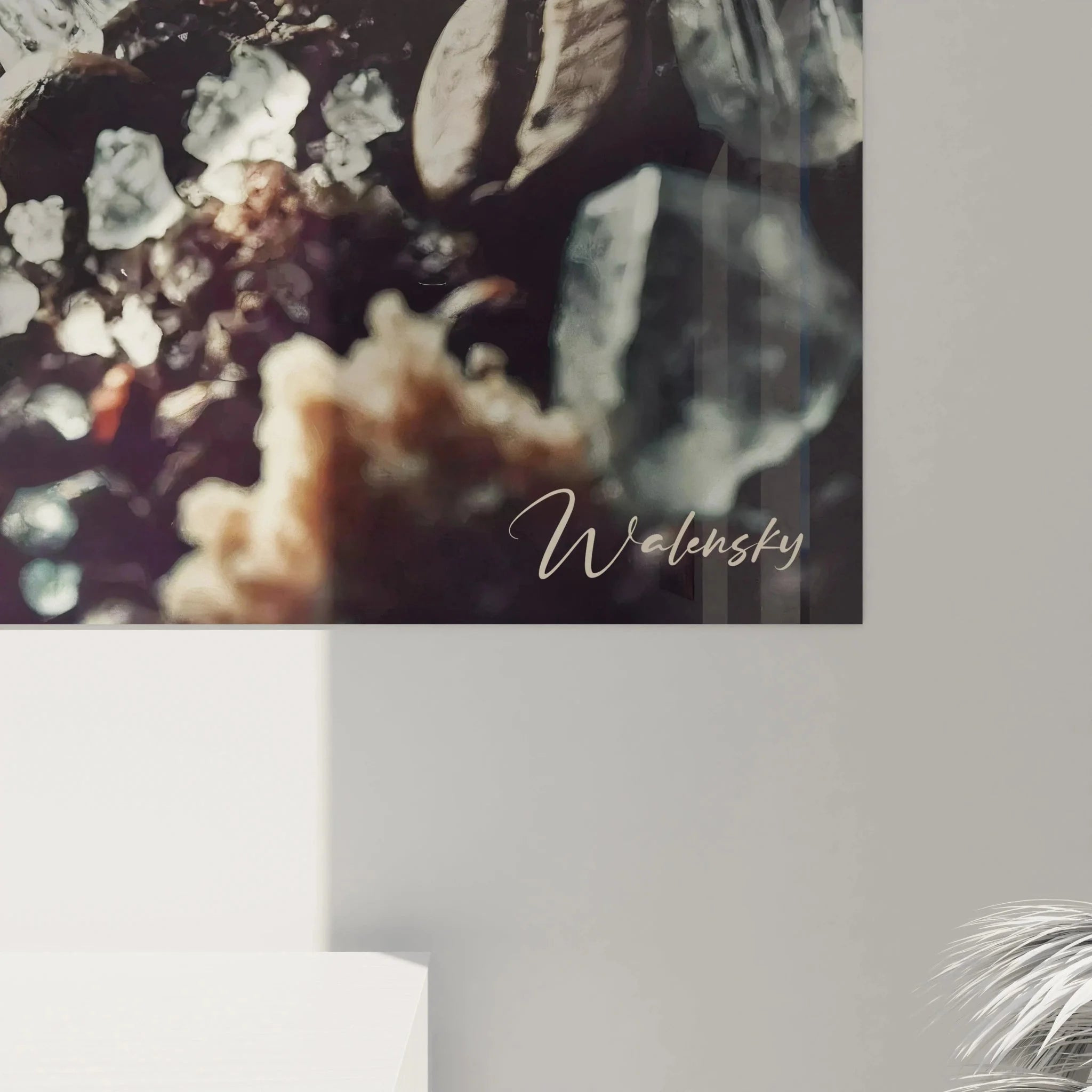 Gesamtansicht Wandbild XXL Kaffeebohnen Eiskristalle als elegante Wanddeko für Wohn- und Küchenbereich