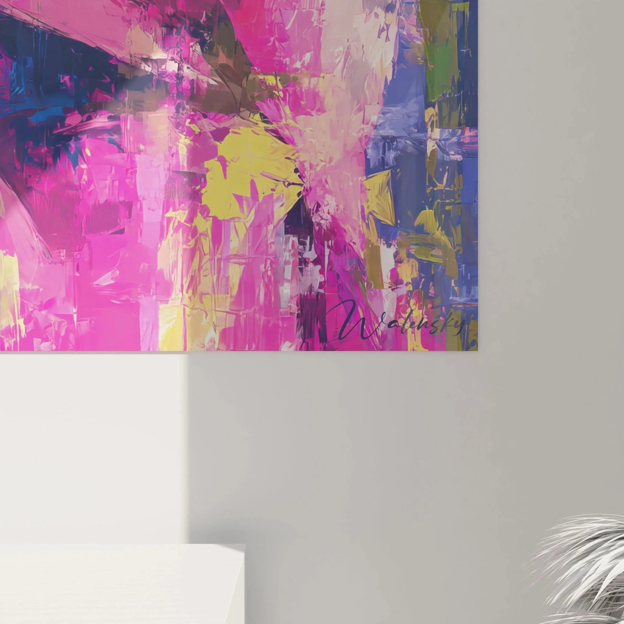 Gesamtansicht Wandbild lesende Frau abstrakt - Vintage Mode XXL Kunstdruck in leuchtenden Farben