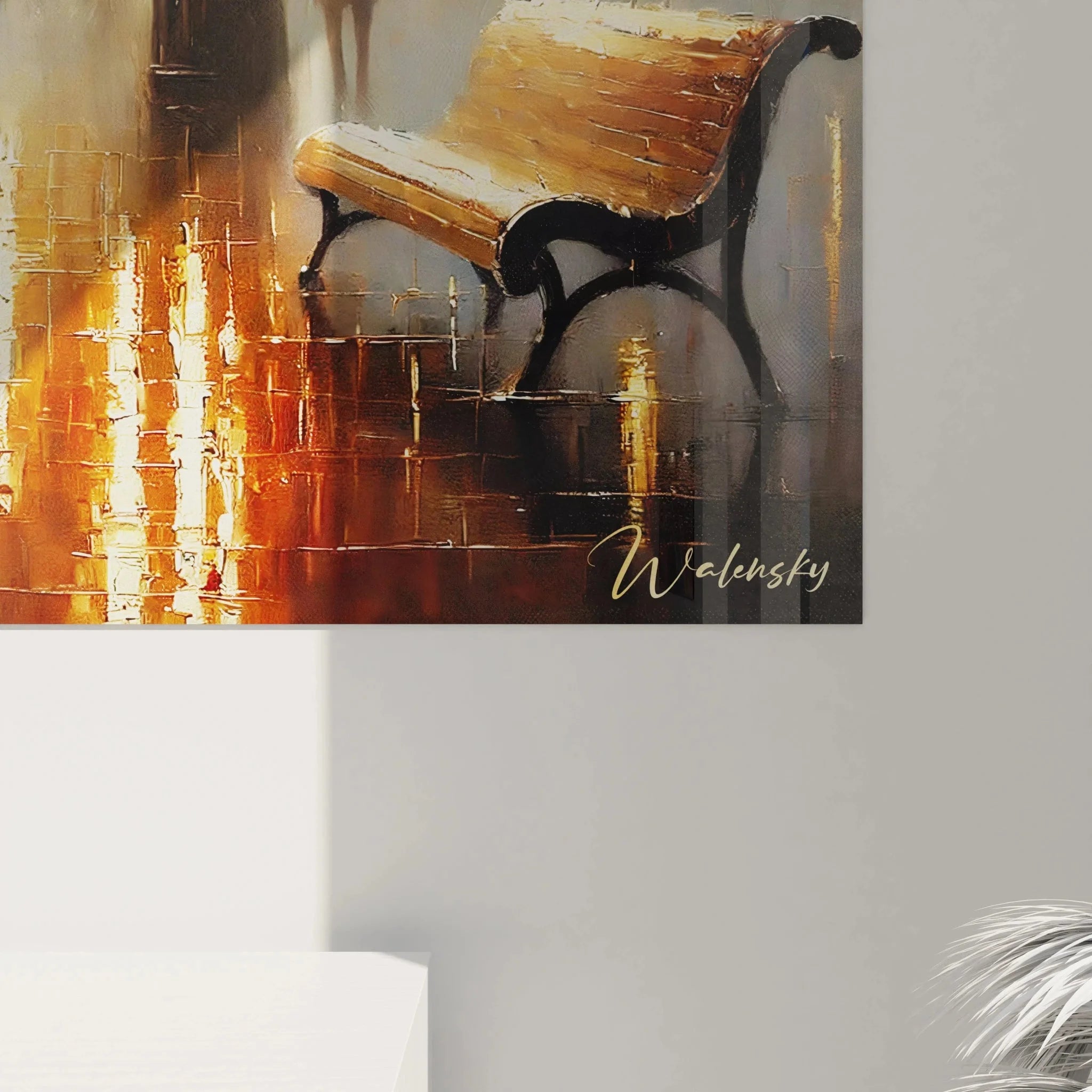 Gesamtansicht romantisches Wandbild XXL Liebespaar mit Regenschirm in moderner Raumgestaltung