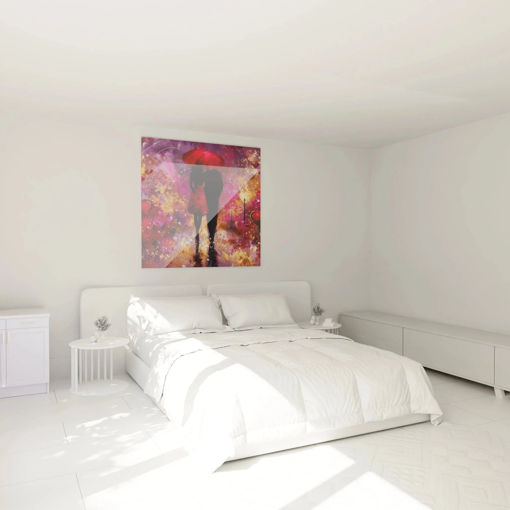 Wandbild XXL Liebespaar Regen in modernem Schlafzimmer - romantische Valentinstag Wanddekoration