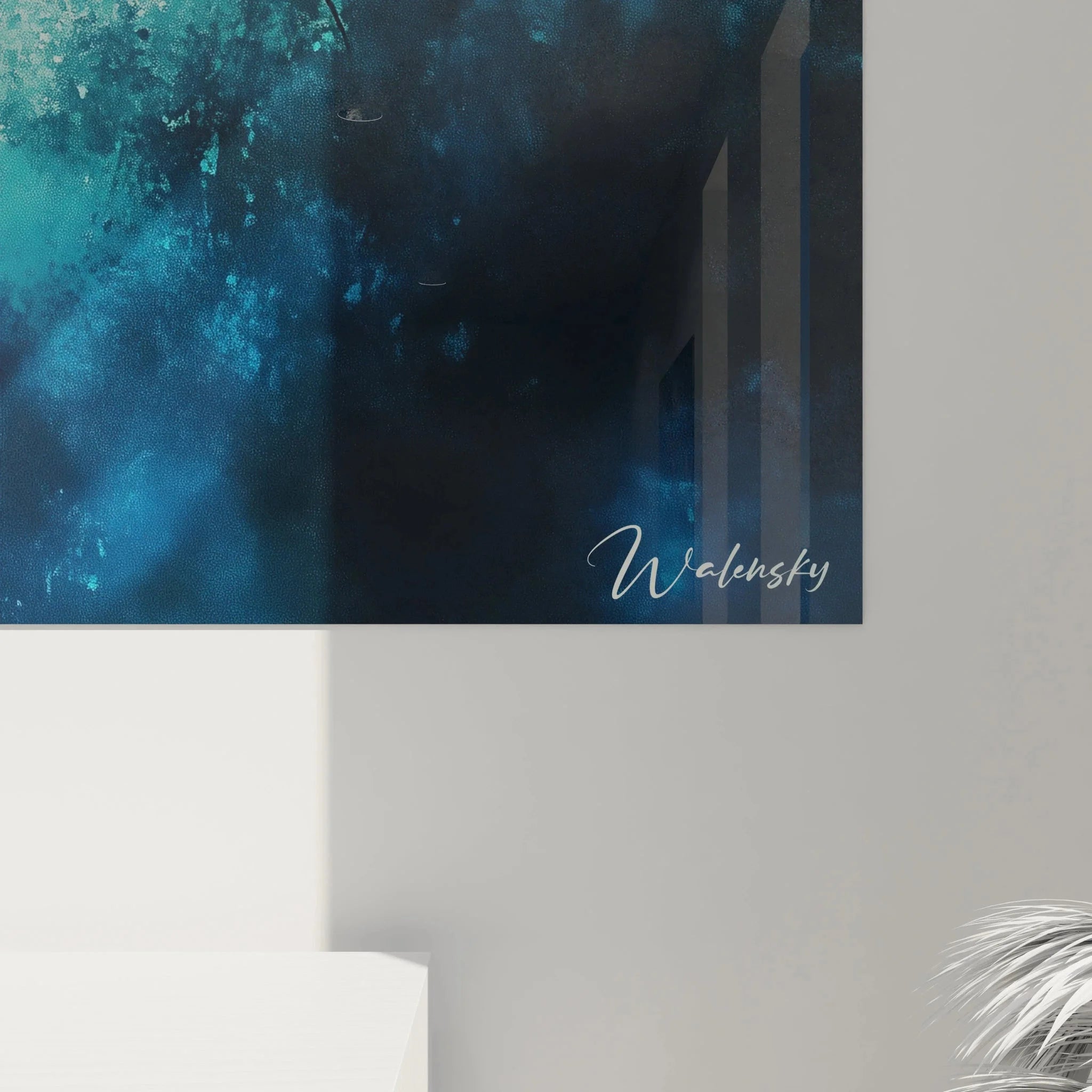 Gesamtansicht Mantarochen Wandbild XXL, Unterwasser Szene mit zwei majestätischen Meerestieren