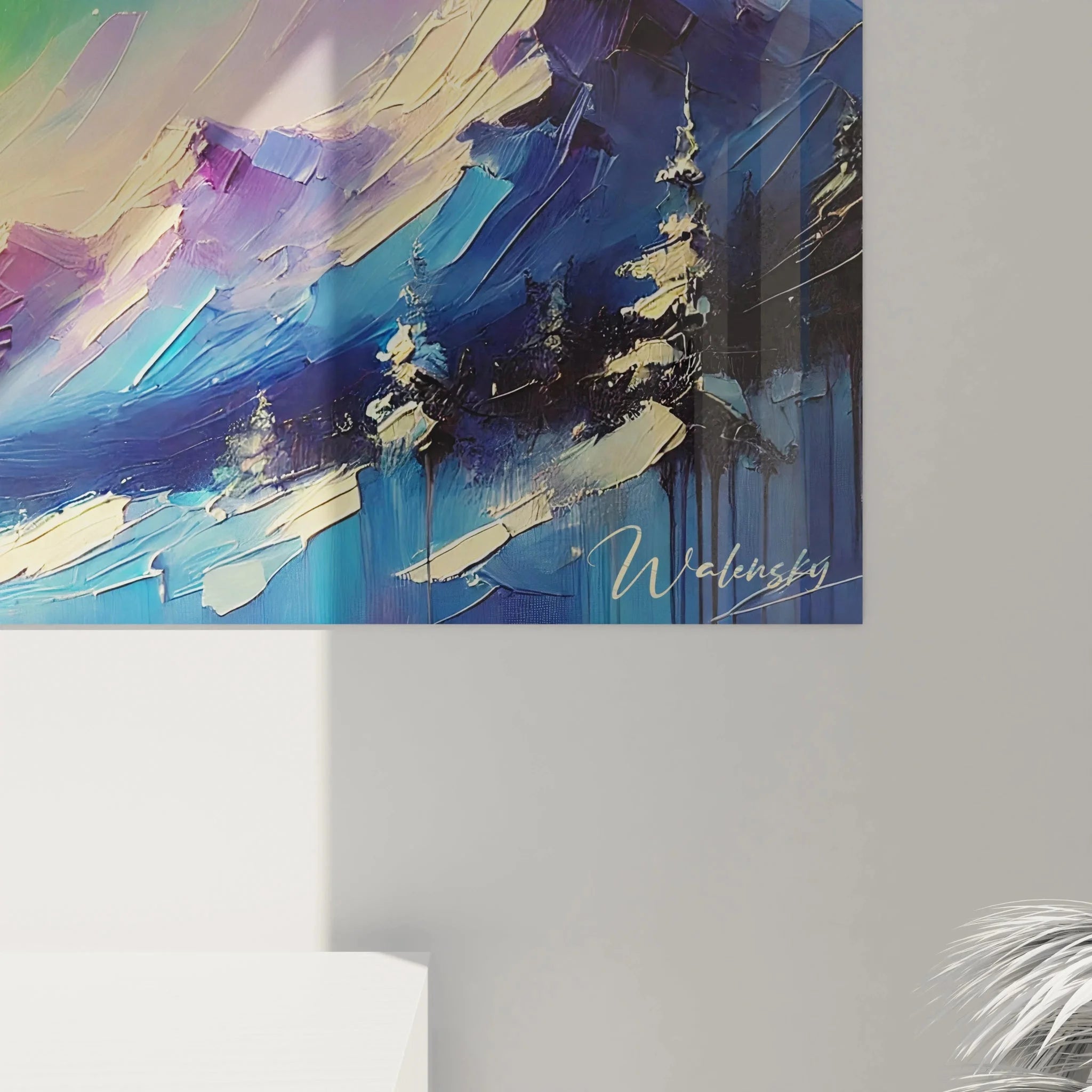 Gesamtansicht Wandbild XXL Nordlicht mit majestätischer Berglandschaft und Polarlichtern