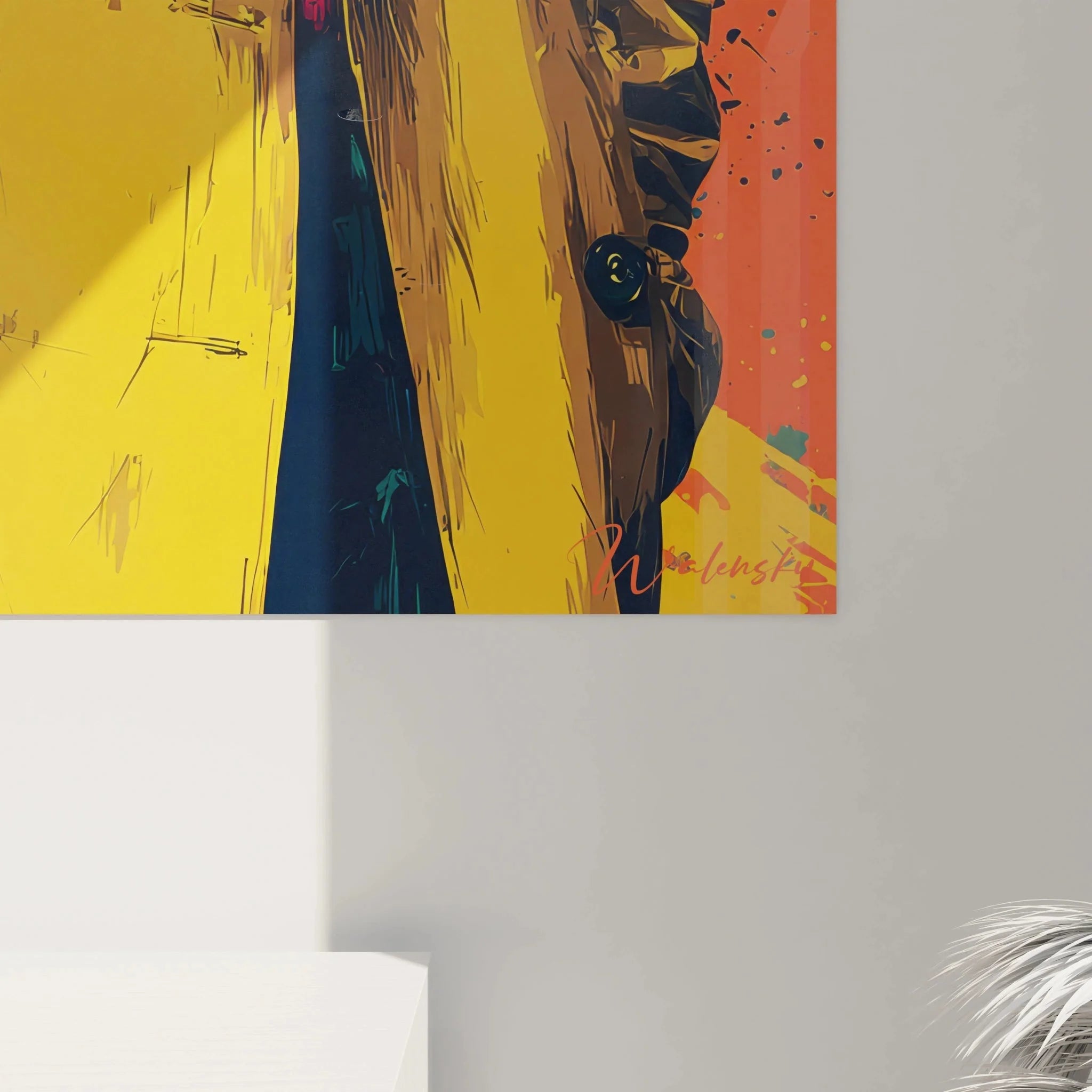 Gesamtansicht Wandbild XXL Pop Art Mann als moderne Vintage Mode Wandkunst