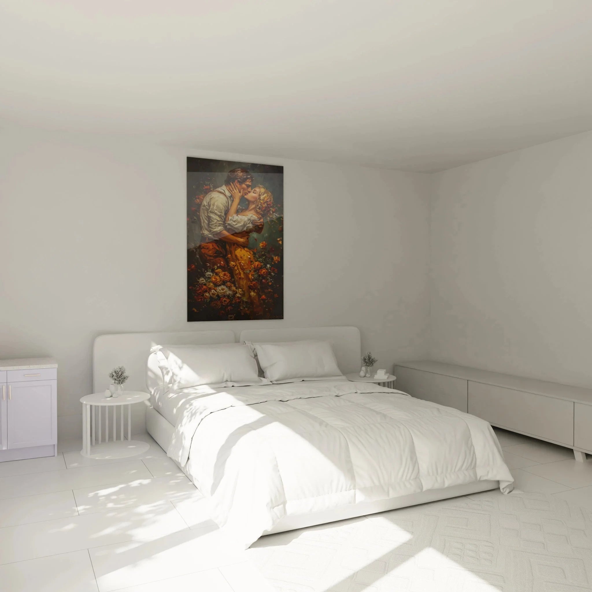 Wandbild XXL Romantik im Schlafzimmer - Liebespaar Kunstdruck als romantische Wanddekoration