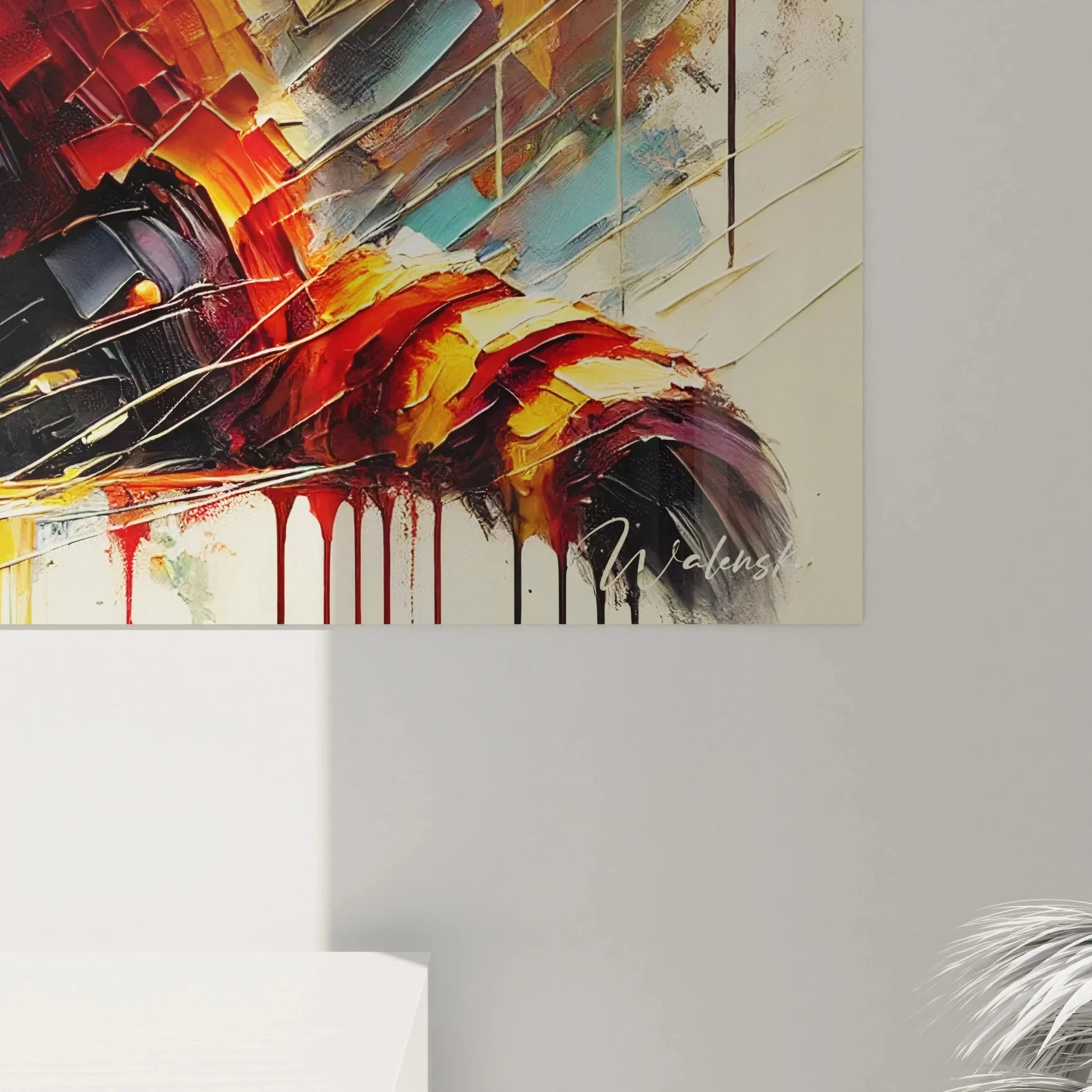 Wandbild XXL Roter Panda Gesamtansicht - expressionistische Dschungelszene für moderne Wohnräume