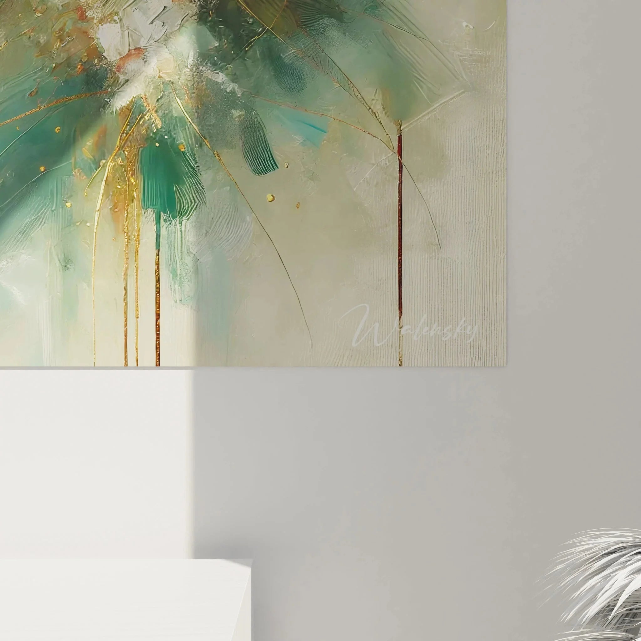 Gesamtansicht Wandbild Schlange XXL mit dynamischen Pinselstrichen und Farbexplosion