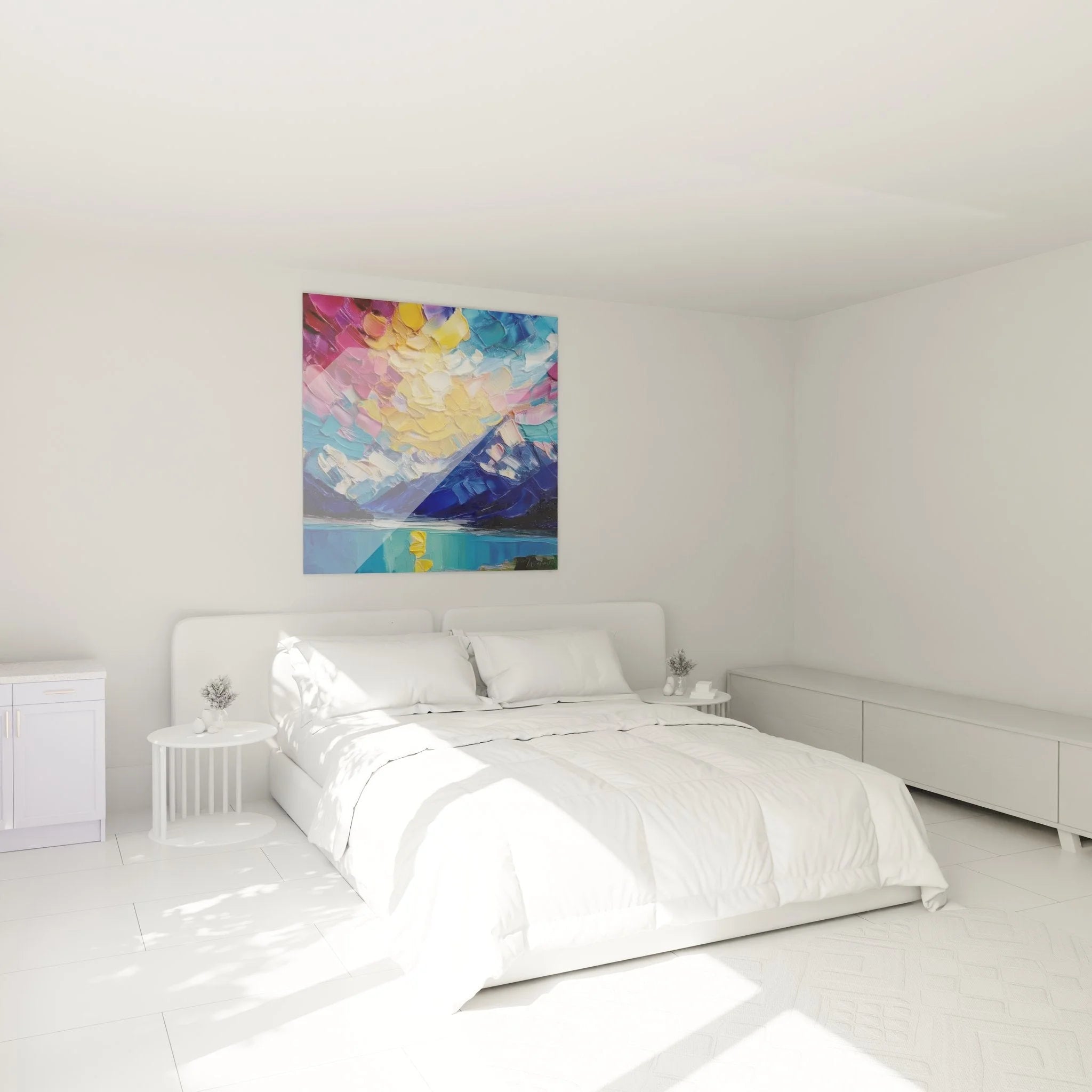 Wandbild XXL Seelandschaft im Schlafzimmer, dramatischer Himmel über See als Wanddekoration