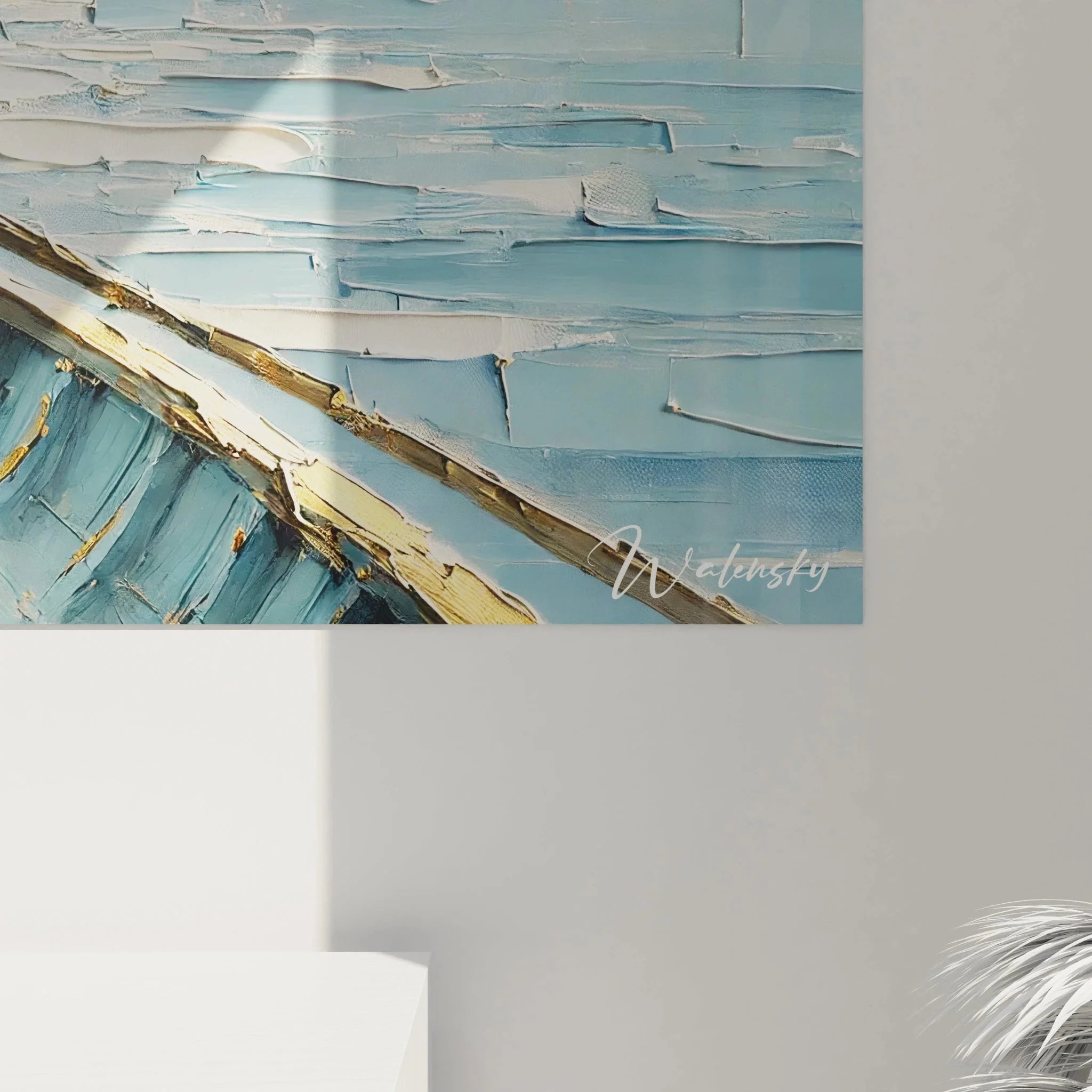 Komplettansicht Wandbild XXL Segelboot mit Matrose, maritime Ozean Szene für Wohnraum