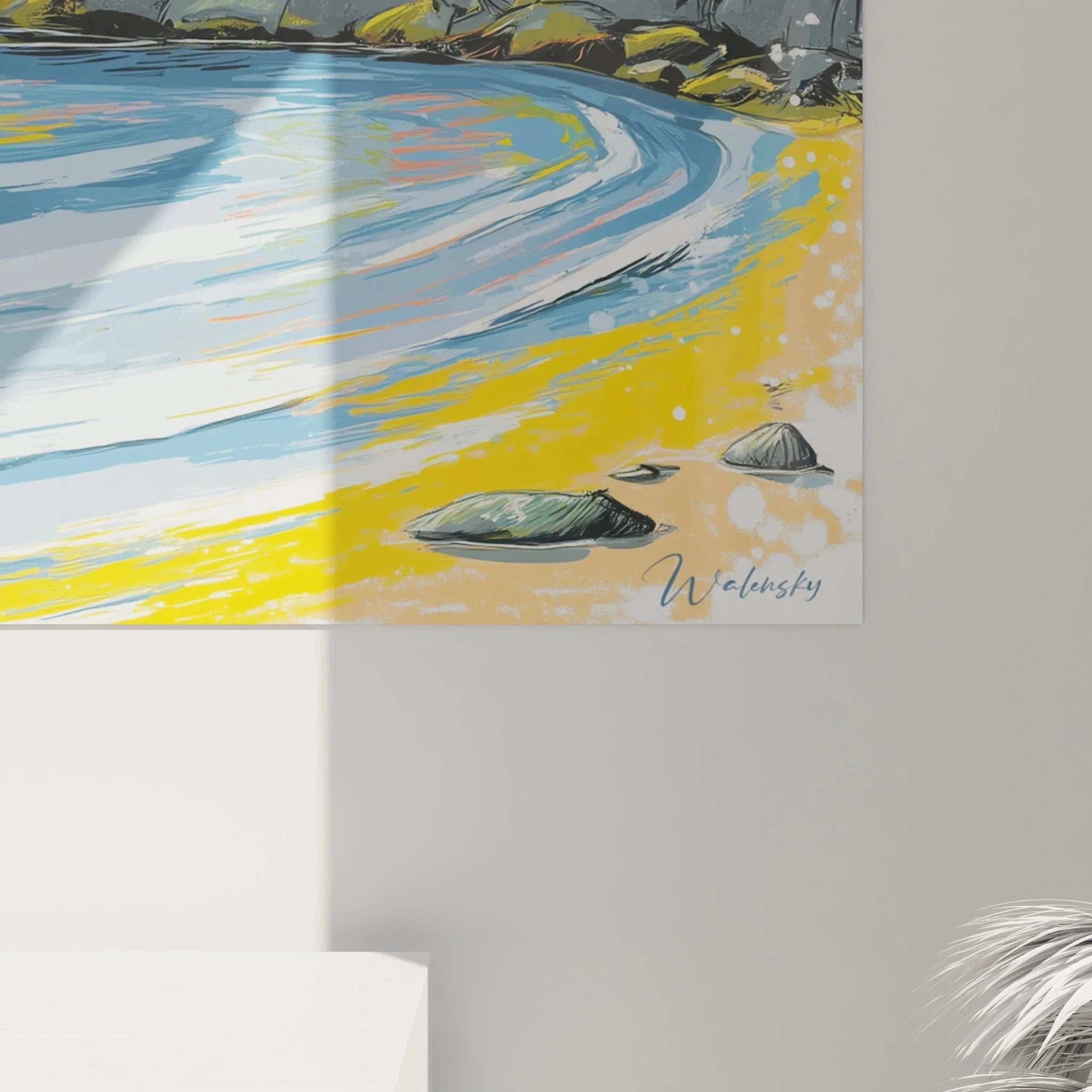 Gesamtansicht tropisches Wandbild XXL Sonnenuntergang - Sommer Wanddekoration Meer und Palmen