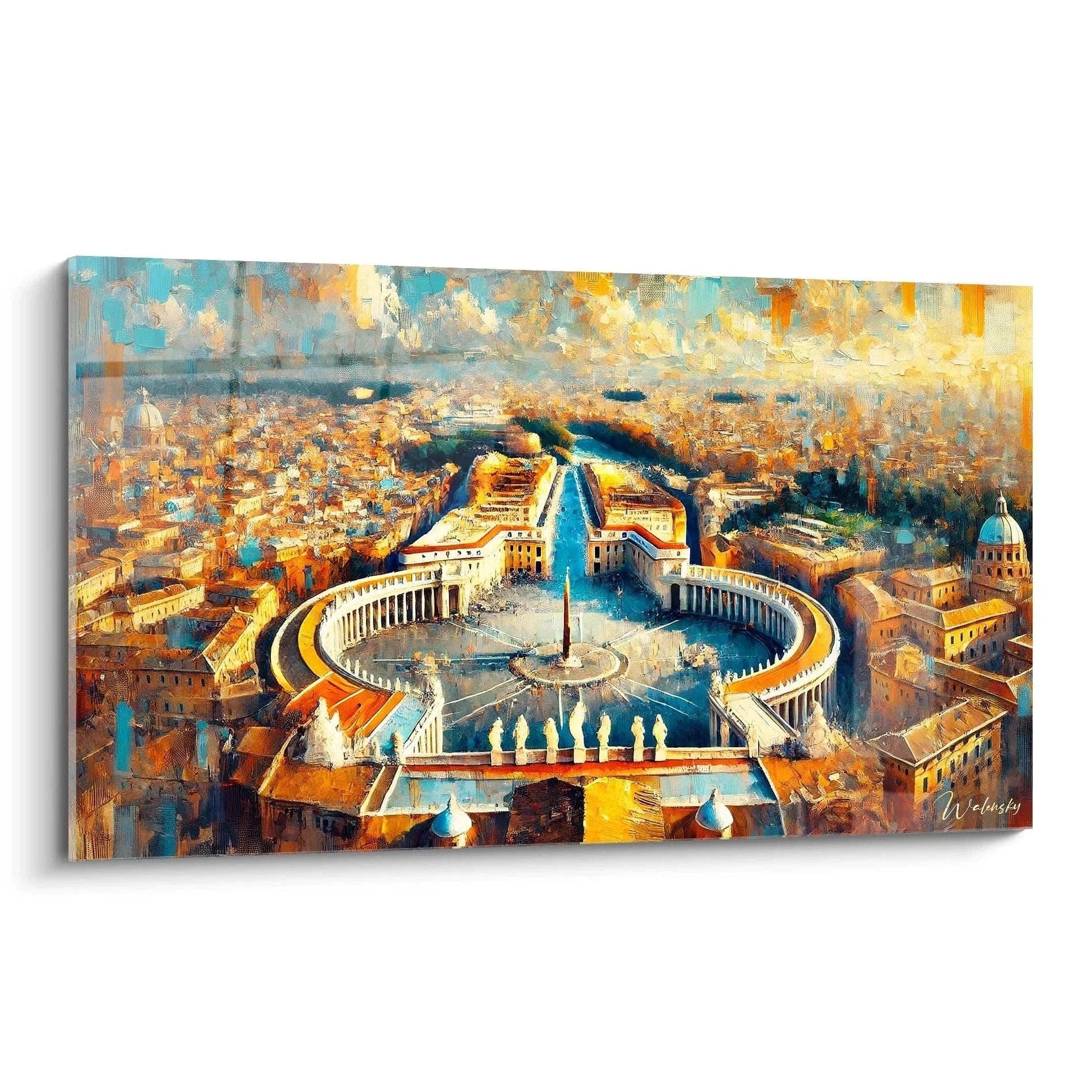 Wandbild XXL Vatikanstadt Petersplatz Panorama in warmen Farbtönen für Wohnzimmer Italien Kunstdruck