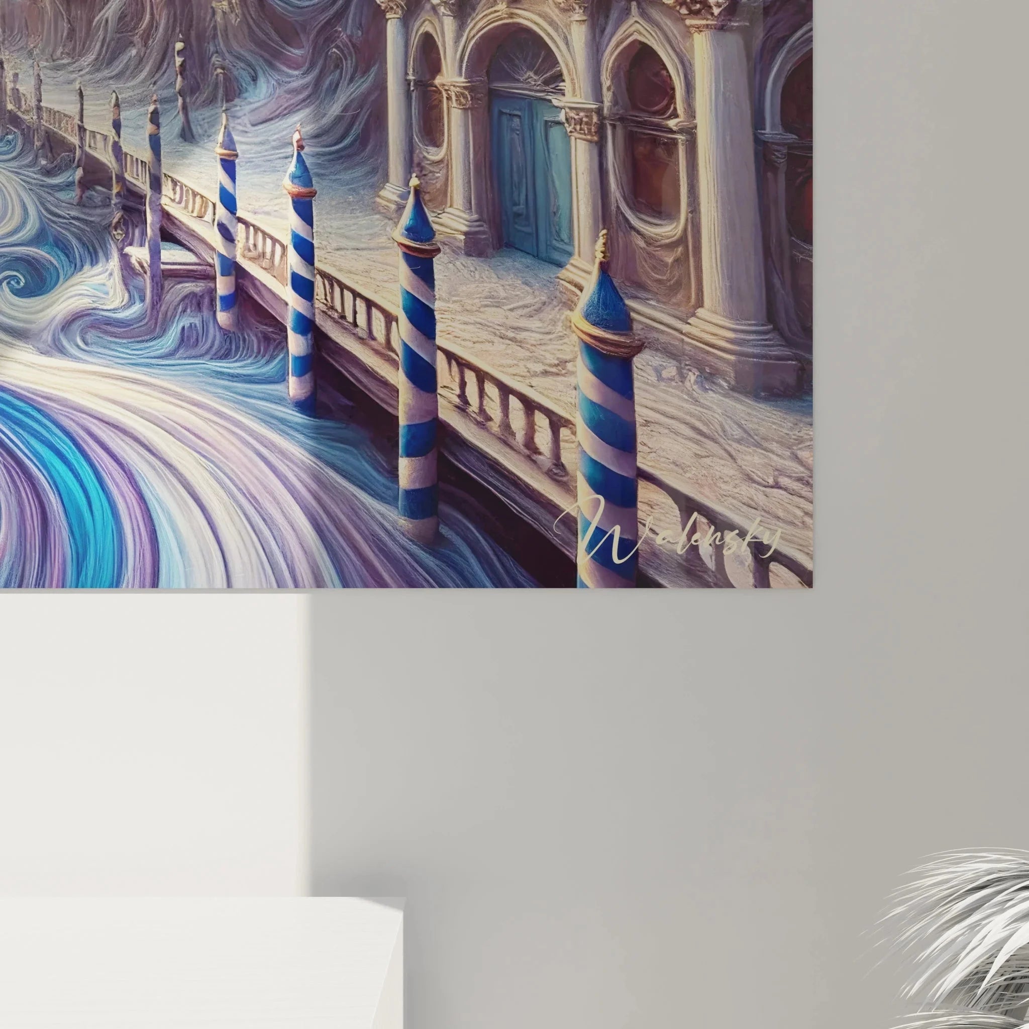 Gesamtansicht Wandbild XXL Venedig Kanal - italienische Kunstdekoration für moderne Räume