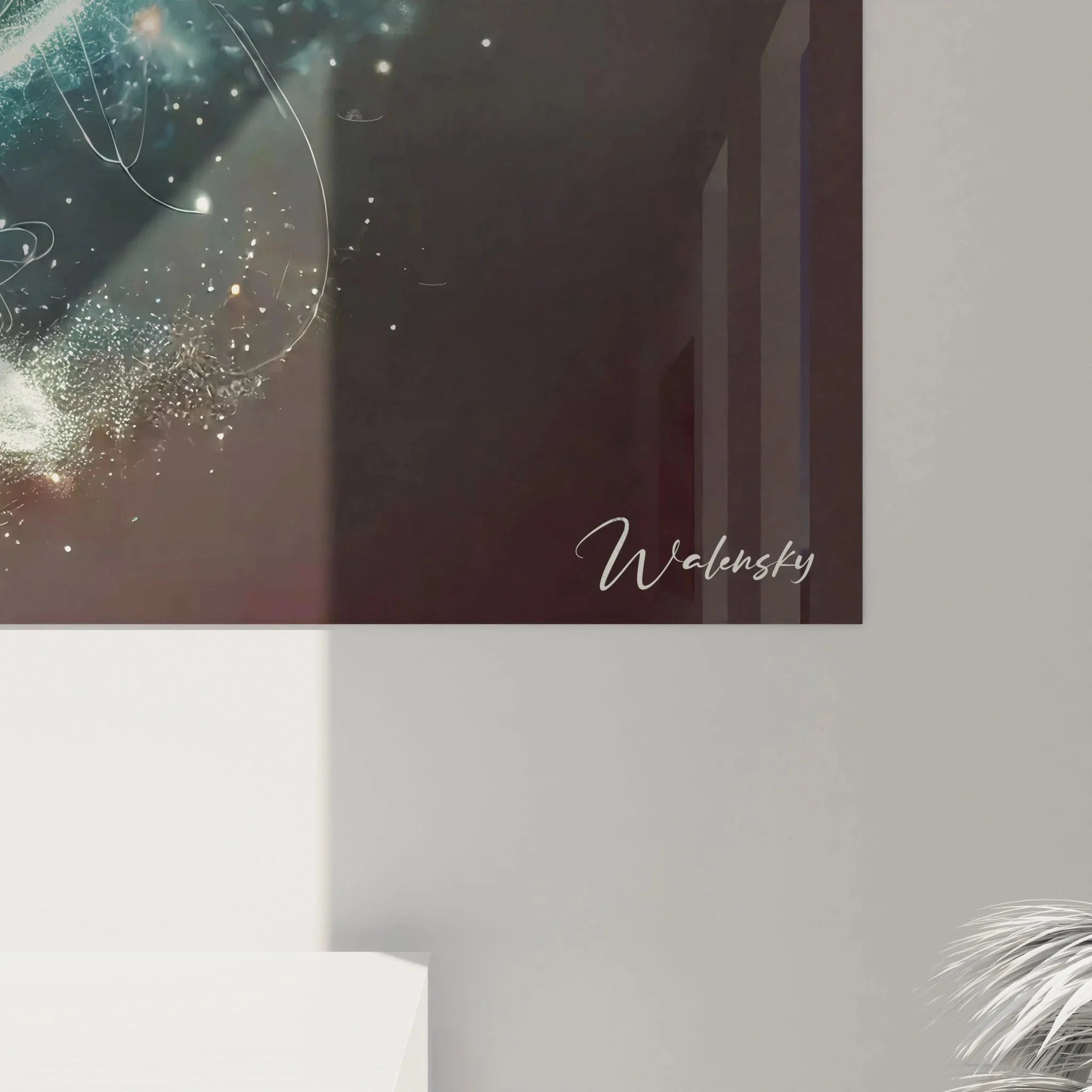 Gesamtansicht kosmisches Wal Wandbild XXL mit Sternenstaub und Energieströmen