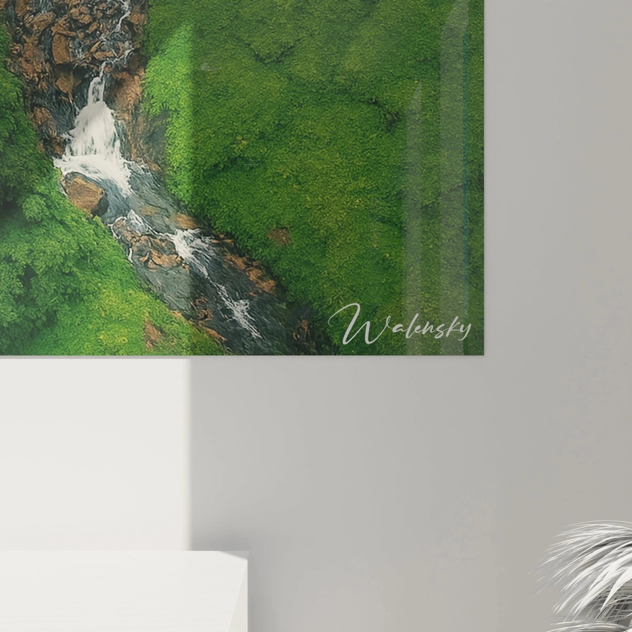 Gesamtansicht Wandbild XXL Wasserfall Berglandschaft Luftaufnahme Premium Qualität