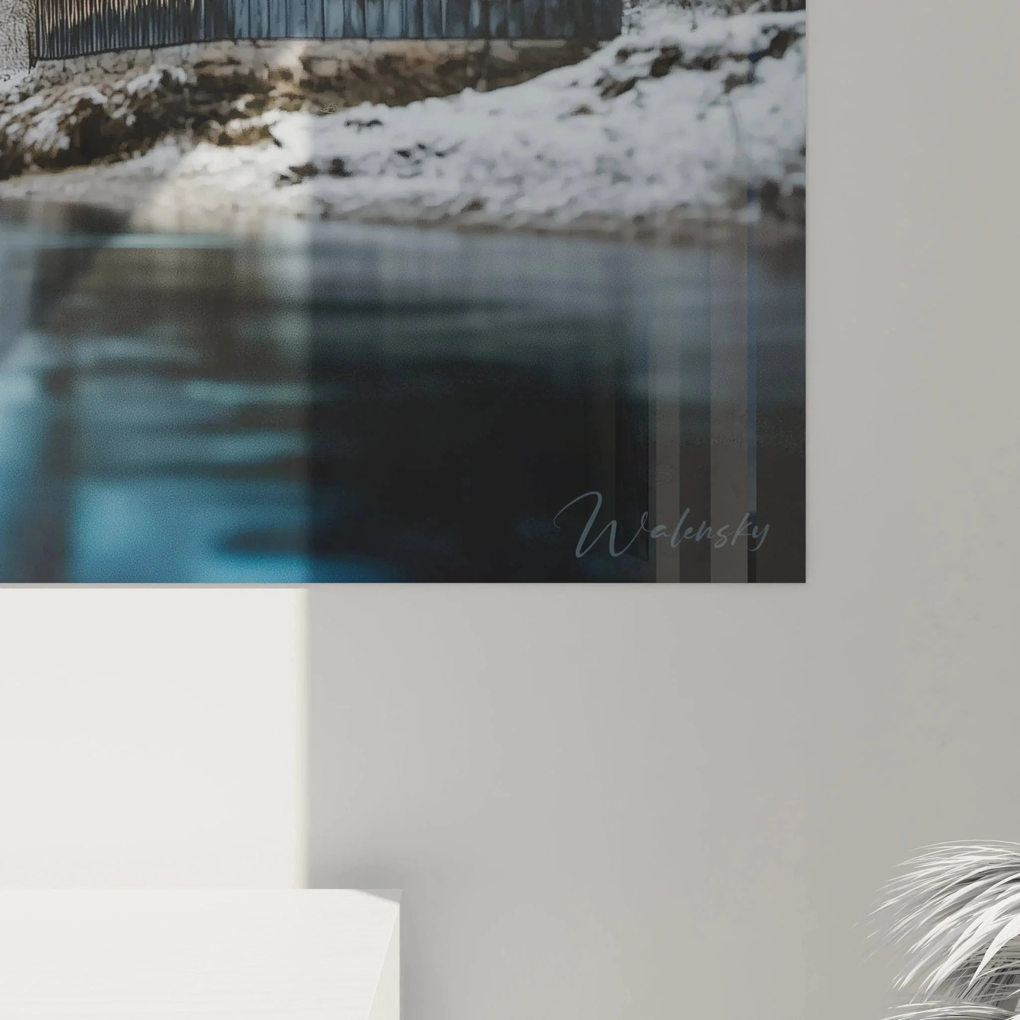 Gesamtansicht Wandbild XXL Wintermotiv Berghütte in verschneiter Alpenlandschaft